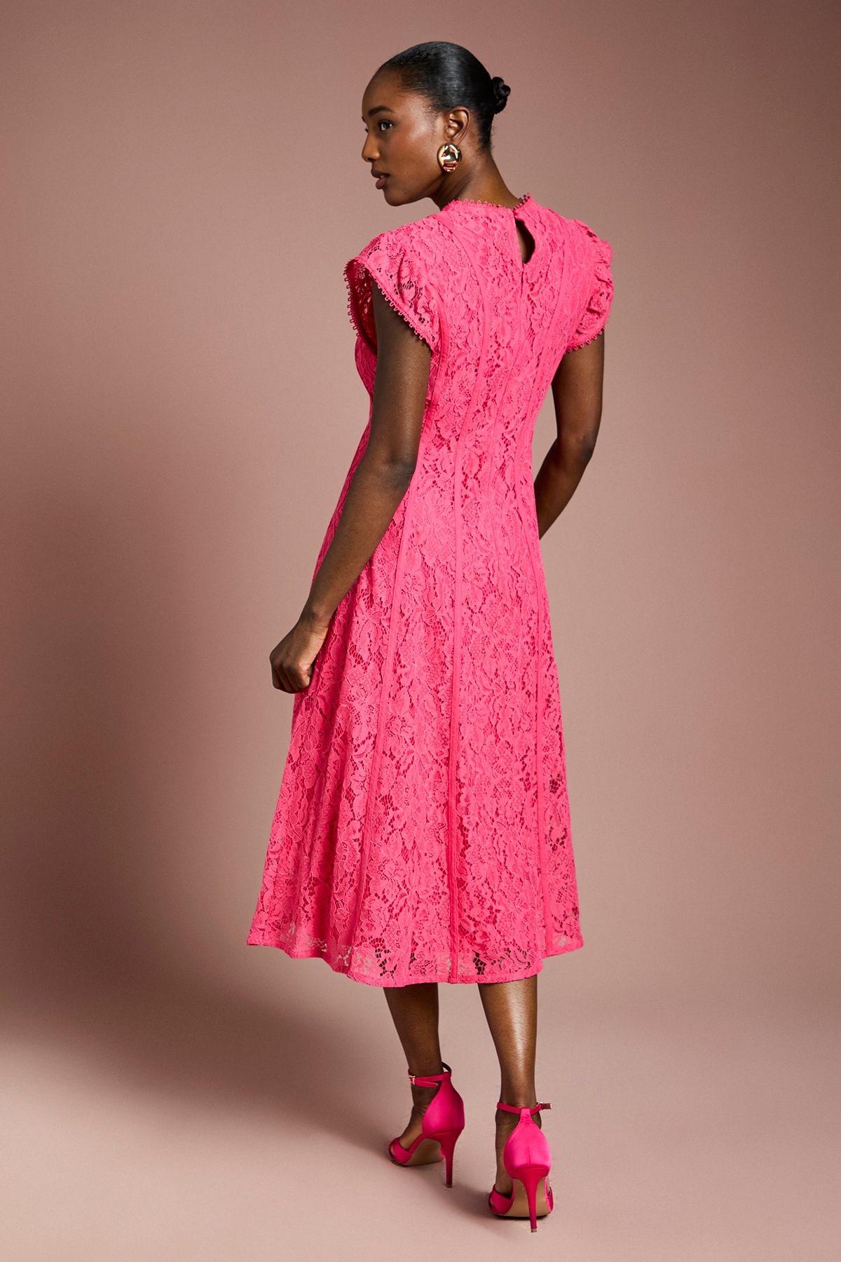 Coast Lace Panelled Midi Dress Red image 3