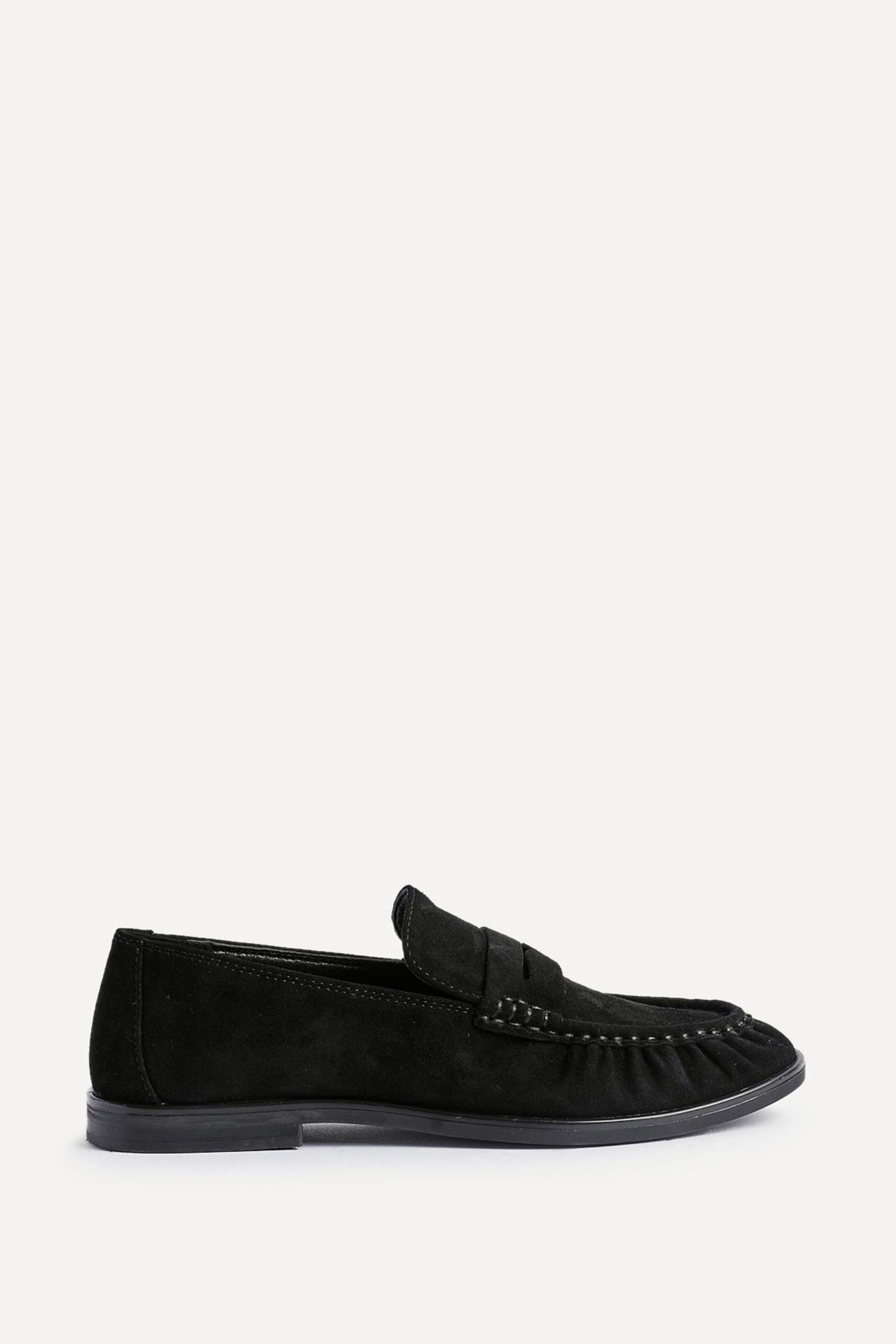 Linzi Belmont Black Suede Leather Ruched Loafer image 1