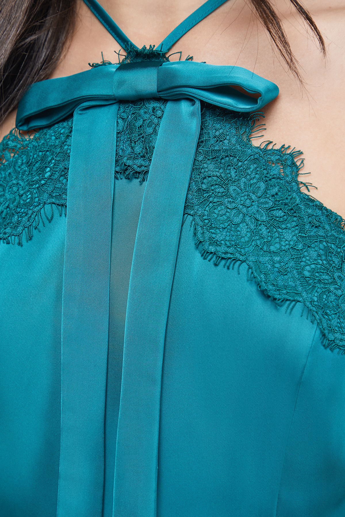 Oasis Lace Detail A Line Mini Dress Teal image 5