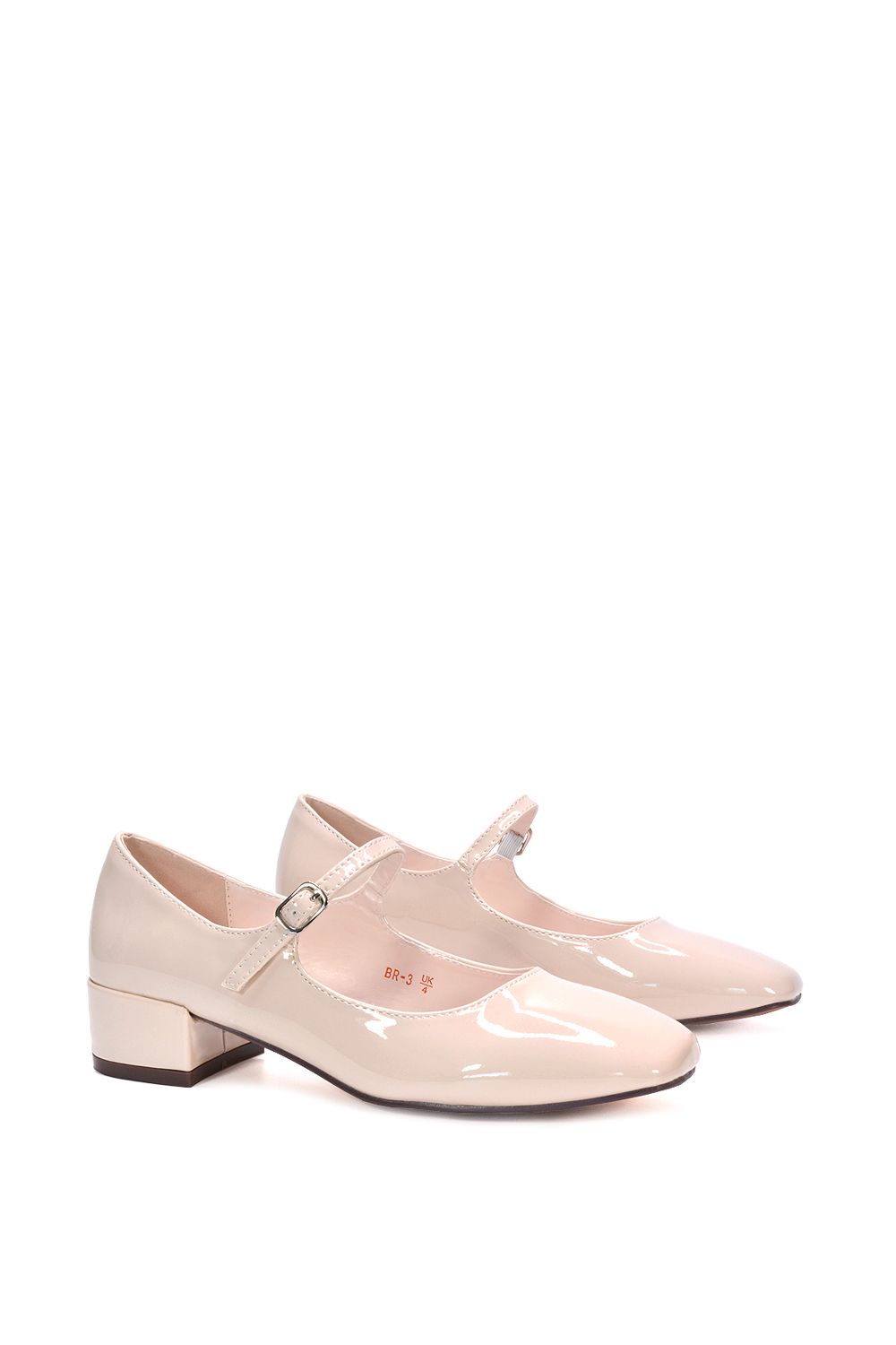 XY London 'Jenna' Mary Jane Square Toe Low Heel Buckle Strap Court Shoes image 3