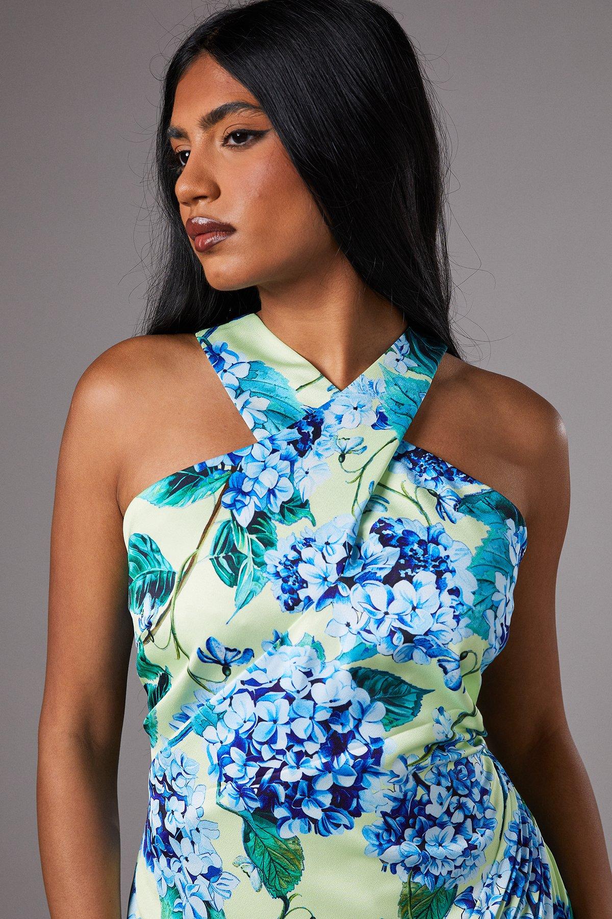 Coast Petite Pleat Halter Midi Dress Lemon image 3