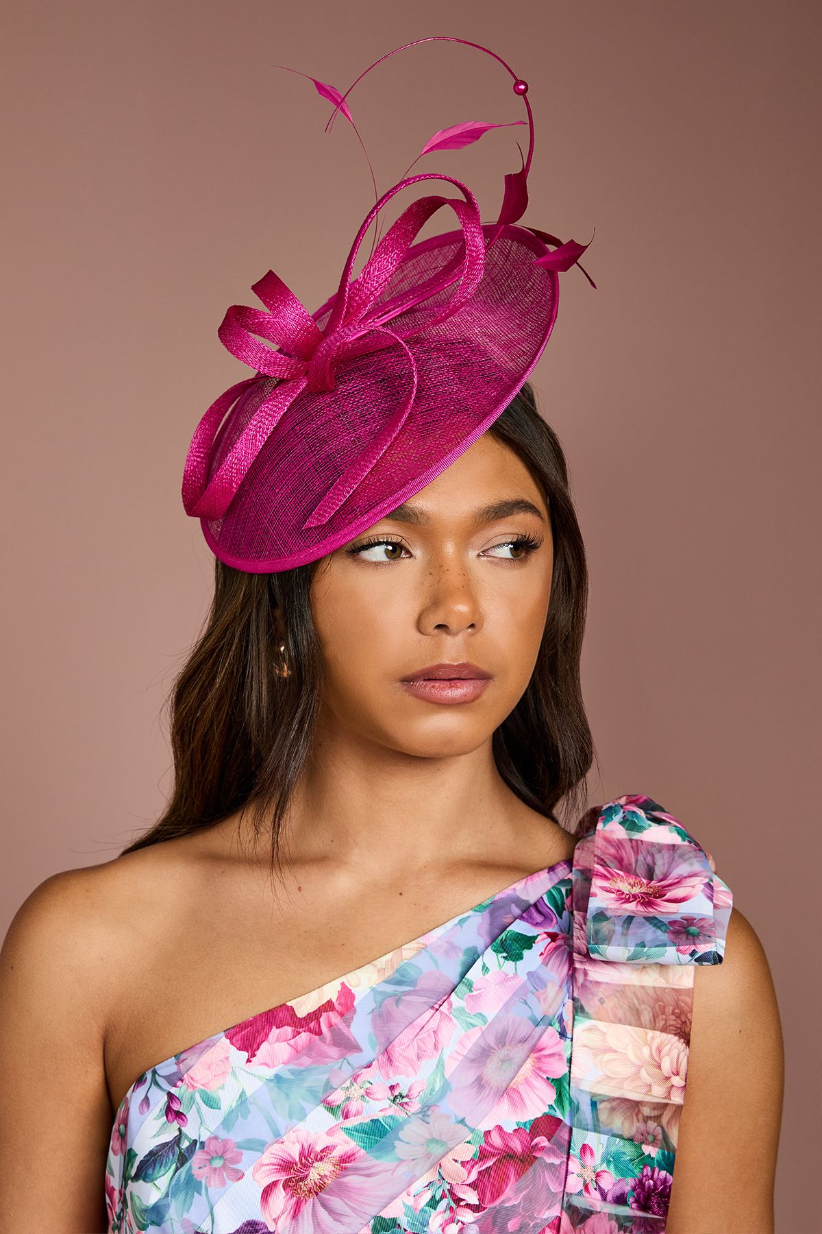 Coast Loop and Quill Upturned Disc Fascinator Magenta image 1