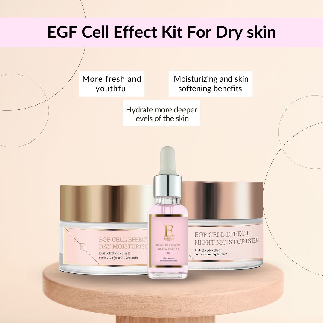 Erth Skin London Anti-Aging Trio : EGF Day & Night Moisturizers + Rose Facial Oil image 3