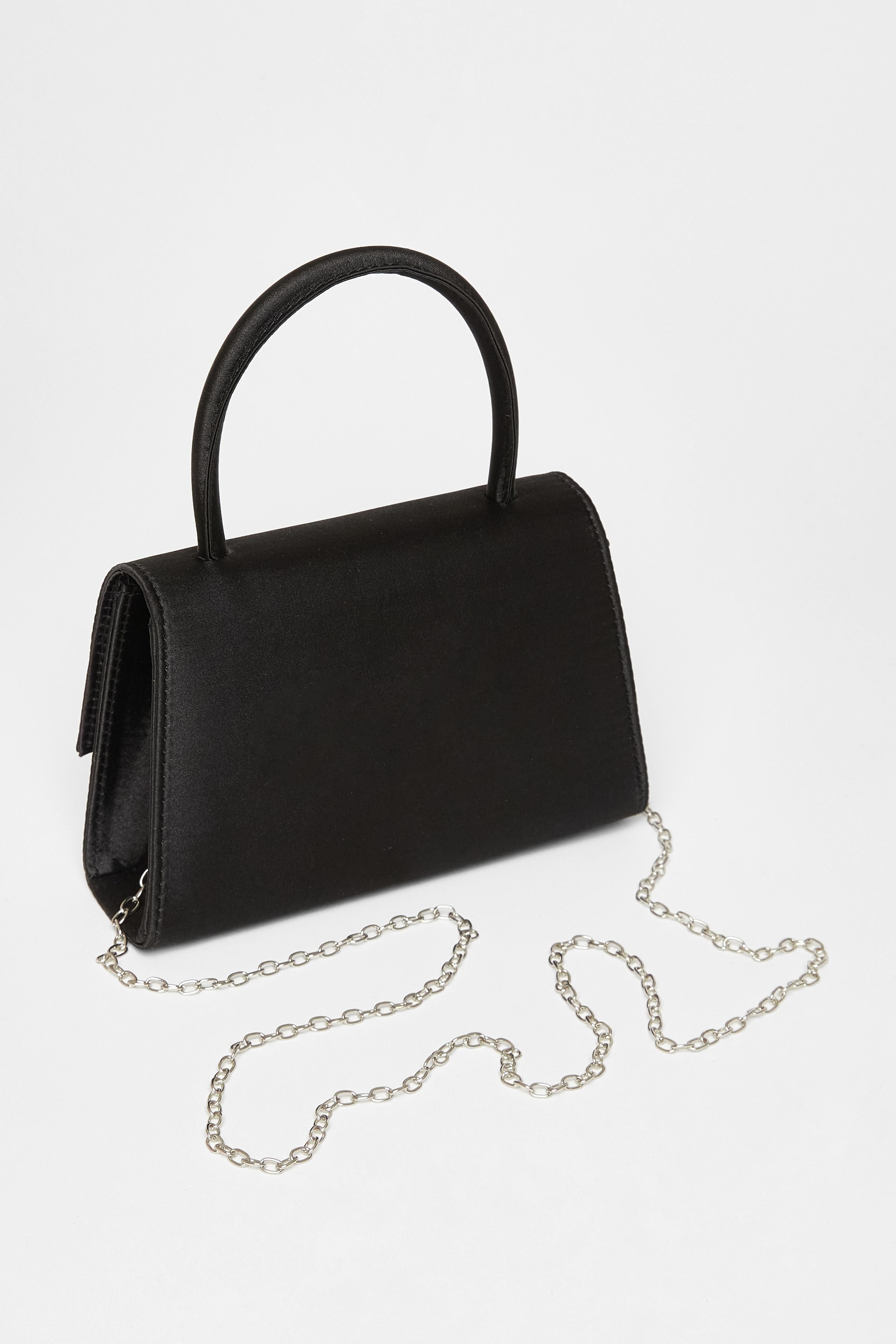 Quiz Black Diamante Bow Top Handle Bag image 4