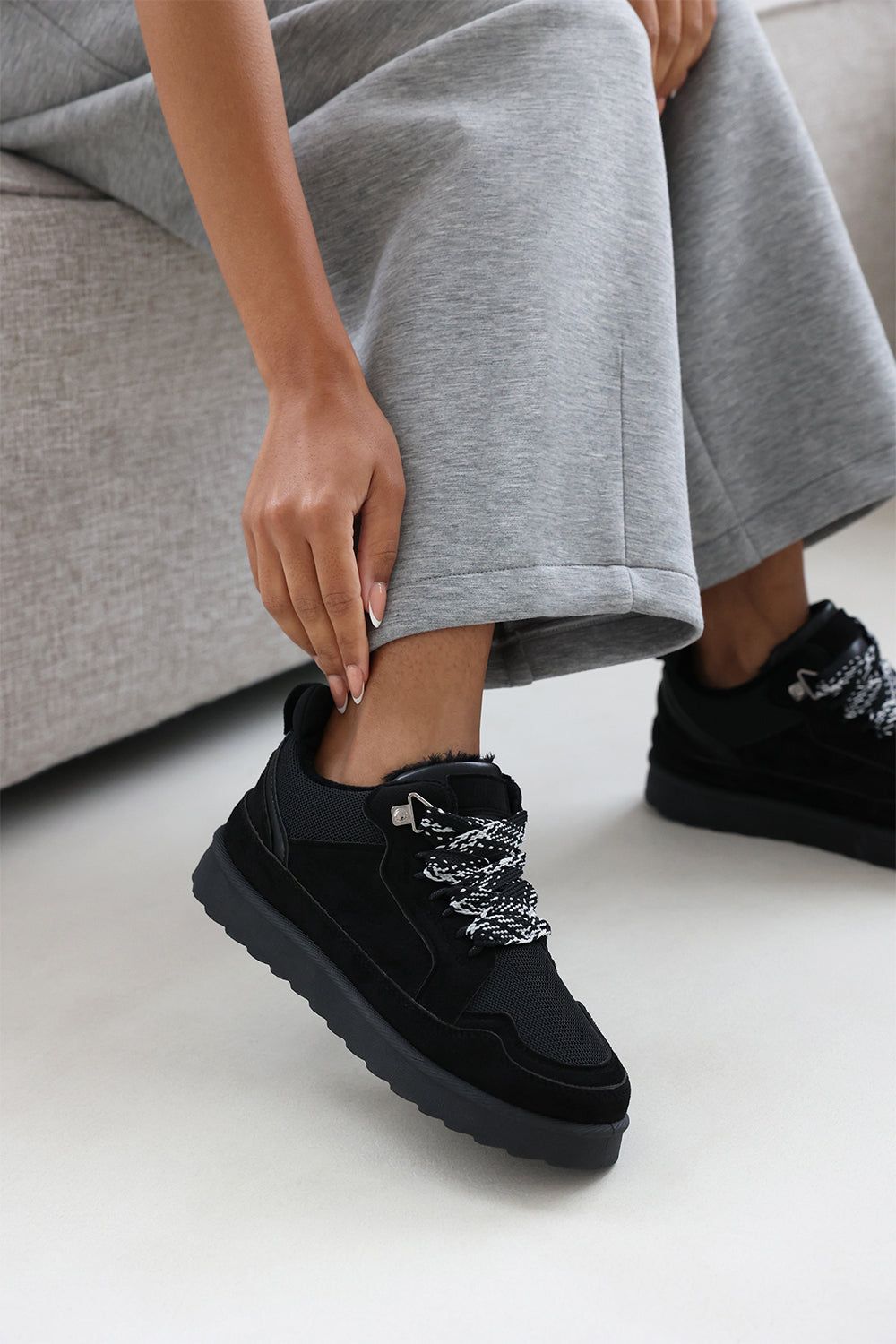 Where's That From 'Xavia' Suede Low Top Trainer Slipper With Faux Fur Lining image 1