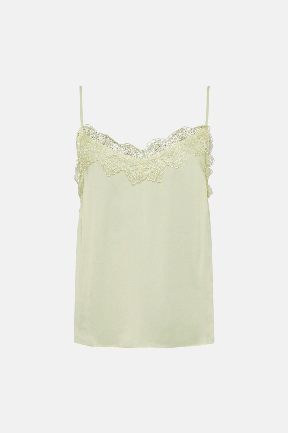 Warehouse Satin Lace Cami Lemon image 4