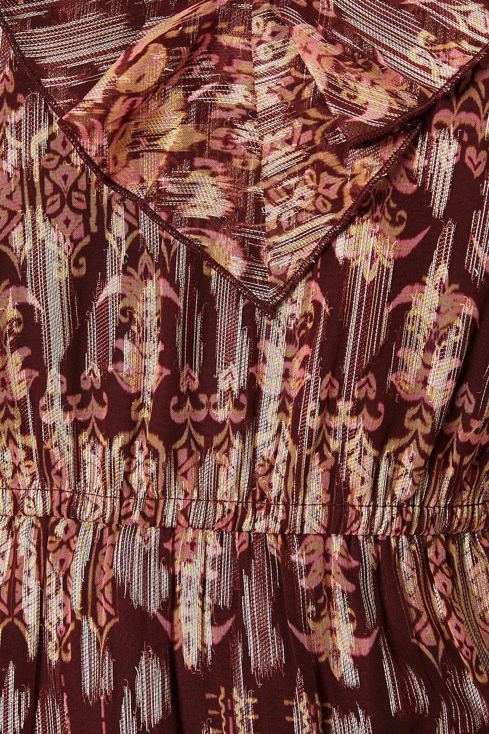 Oasis Ruffle Metallic Jacquard Tiered Midi Dress Multi image 5