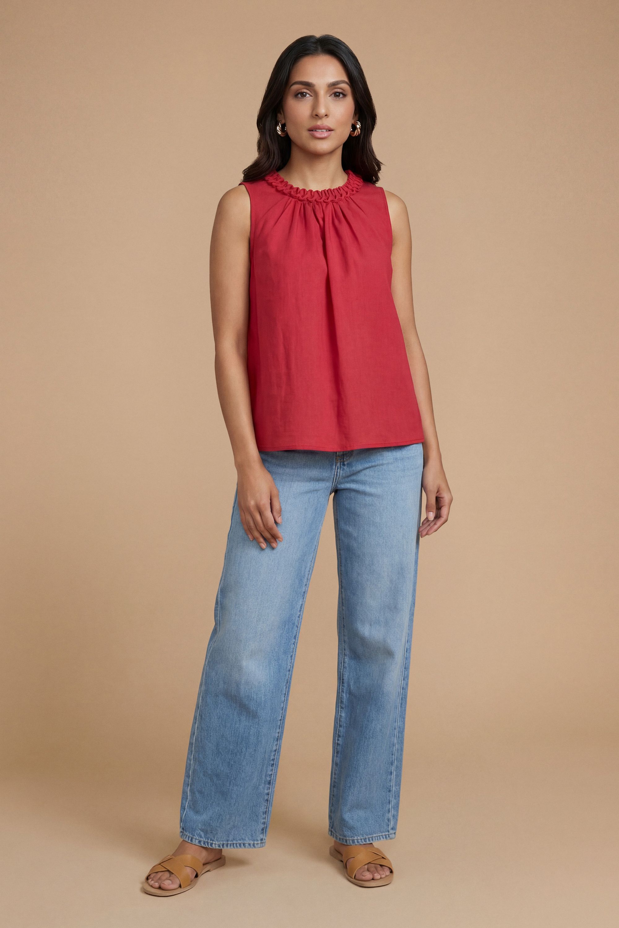 Dorothy Perkins Relaxed Embroidered Bubble Hem Top Burnt Orange