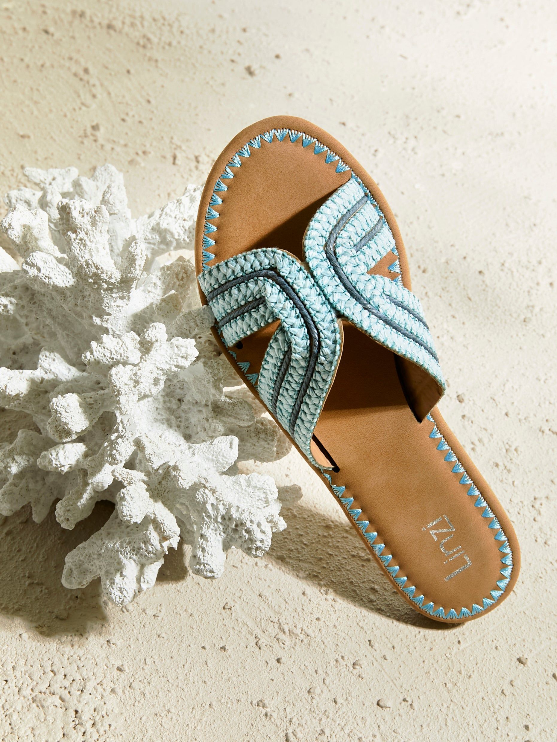 Linzi Solar Blue Flat Slider Sandals image 6