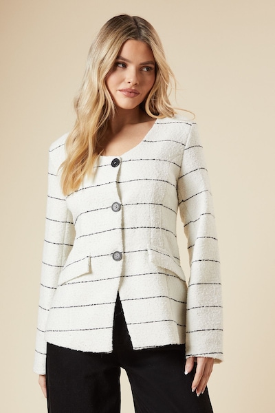 Dorothy Perkins Scoop Neck Single Breasted Blazer Ivory