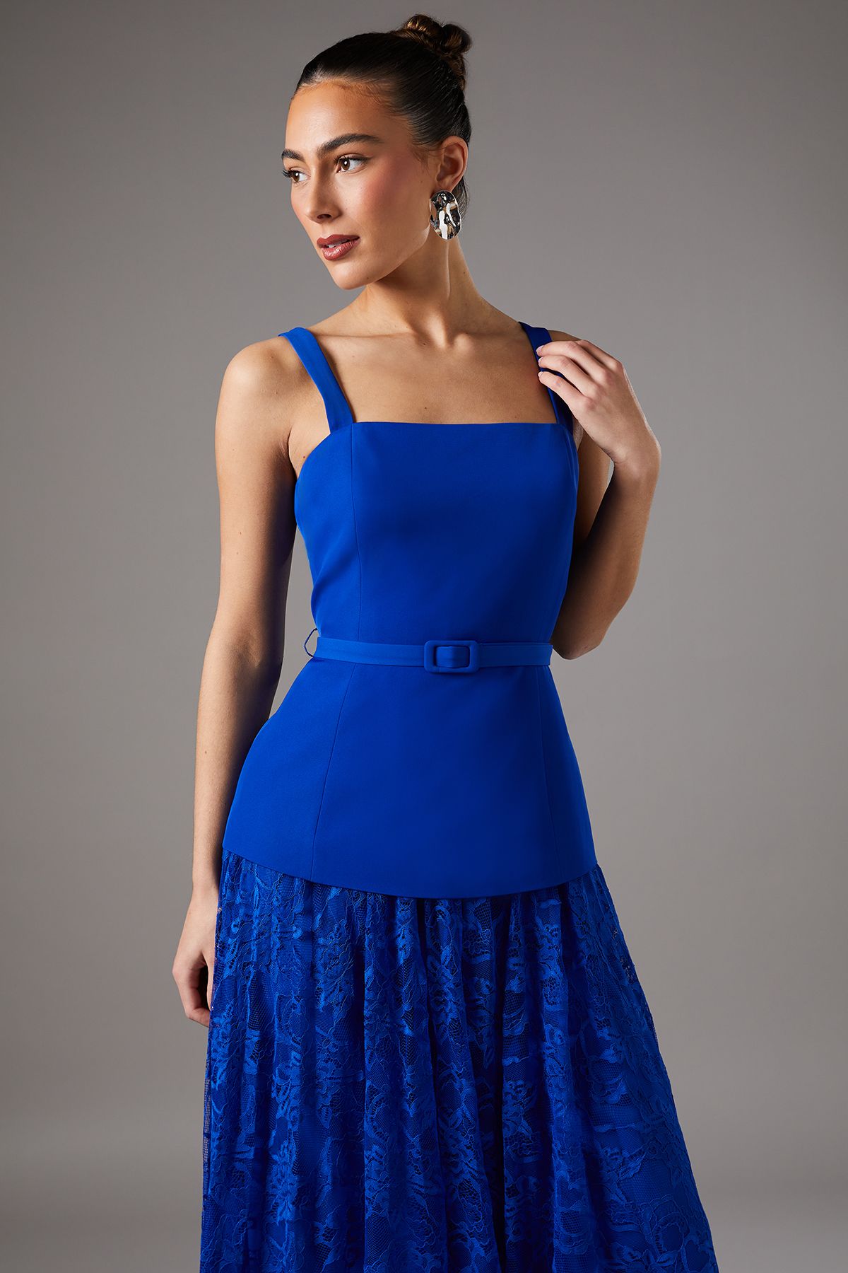 Coast Lace Pleat Skirt Dress Cobalt image 2