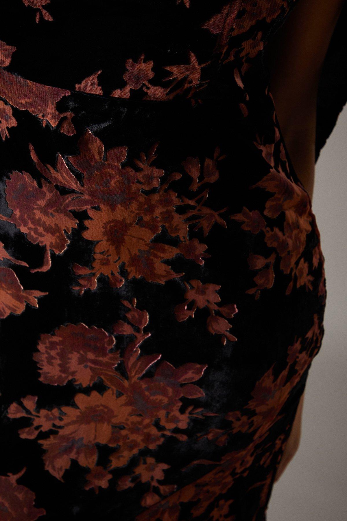 Coast Velvet Bardot Midi Wedding Guest Dress Black image 5