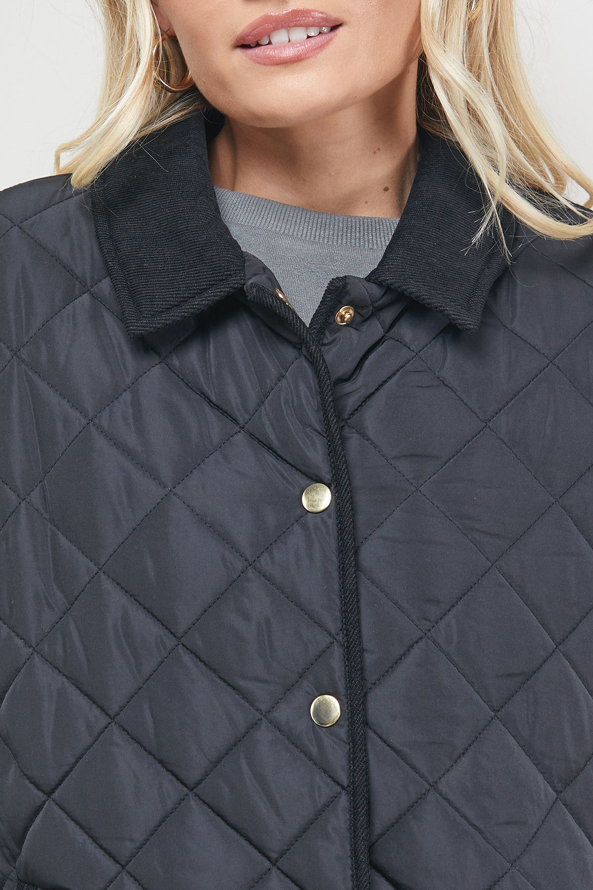 Oasis Padded Cord Collar Jacket Black image 5