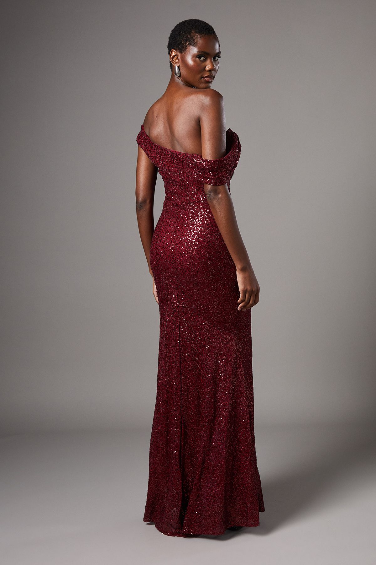 Coast Sequin Cowl Neck Maxi Dress Wine image 3