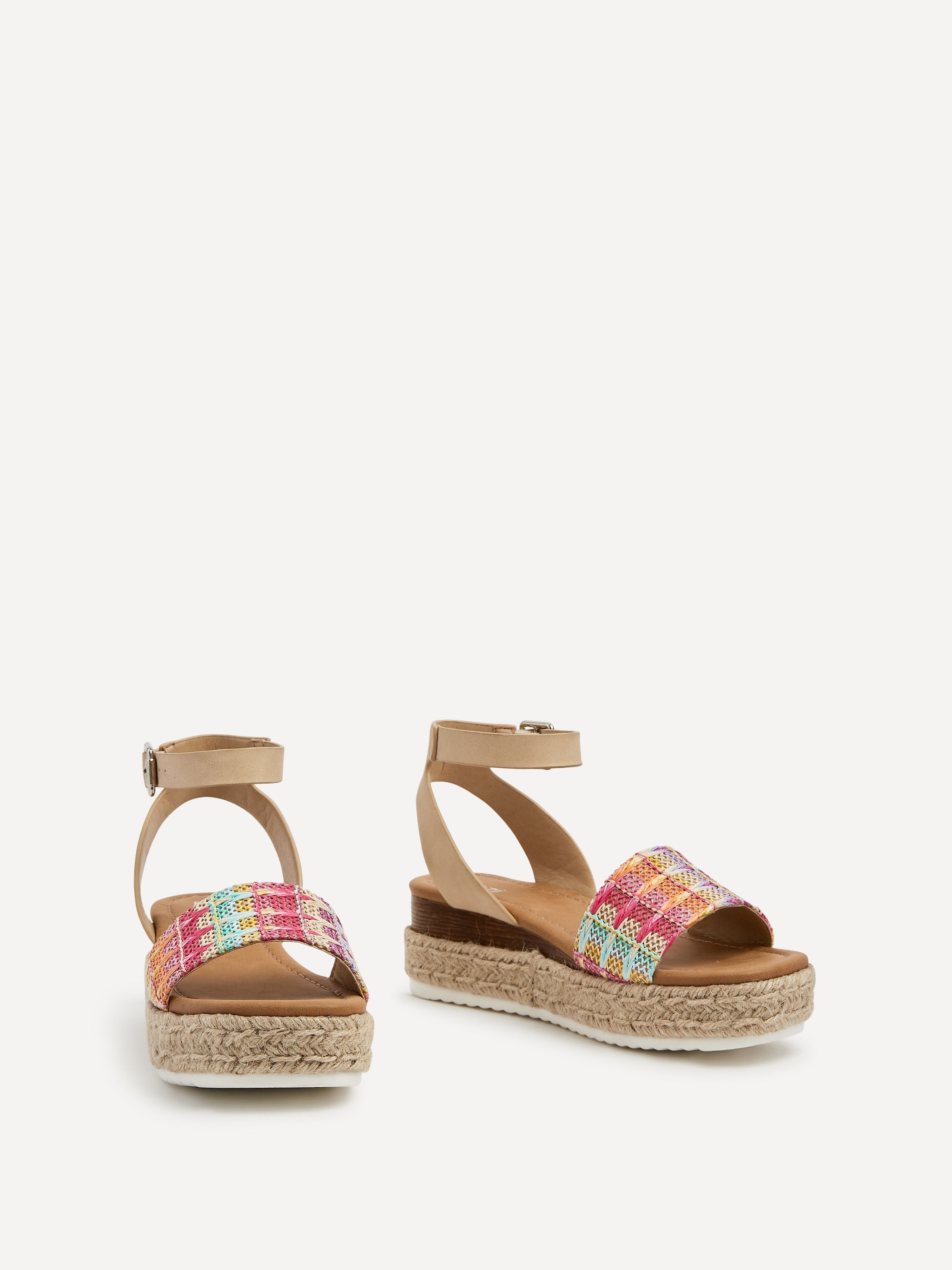 Linzi Anya Multi Coloured Raffia Flatform Sandal image 3