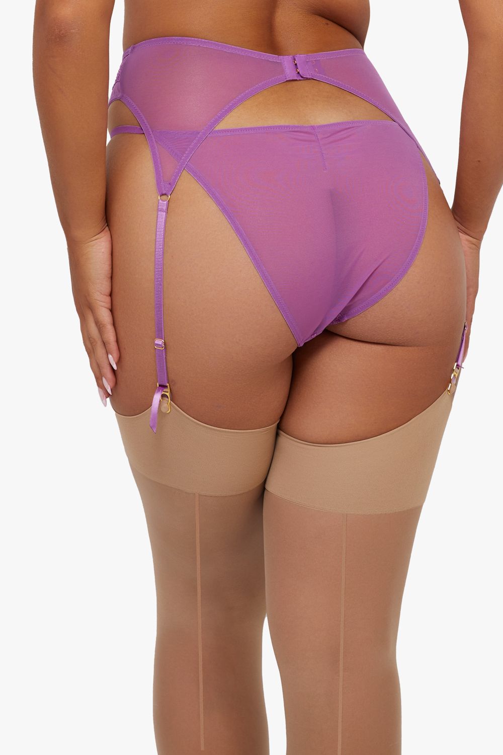 Playful Promises Rosanna Purple Embroidery Suspender Belt image 4