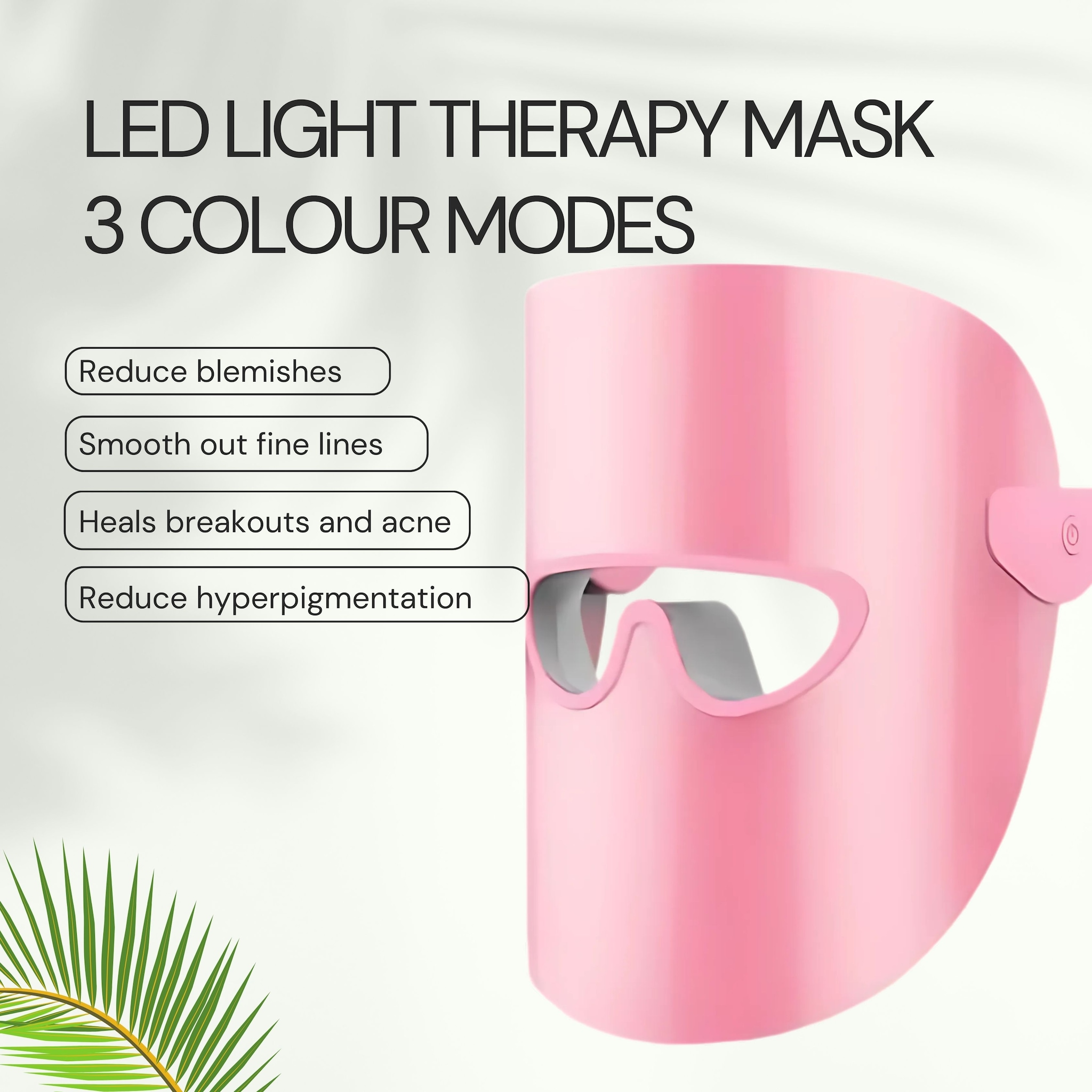Erth Skin London LED Light Therapy Glow & Renew Mask - 3 Color Modes/Pink image 2