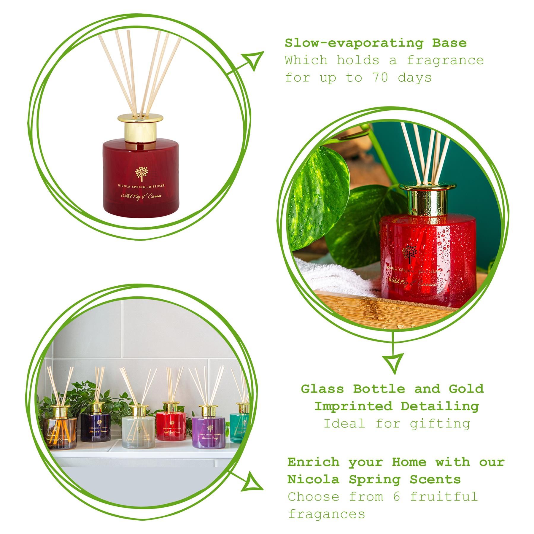 Nicola Spring 200ml Wild Fig & Cassis Reed Diffusers - Pack of 3 - Autumn Spiced image 3