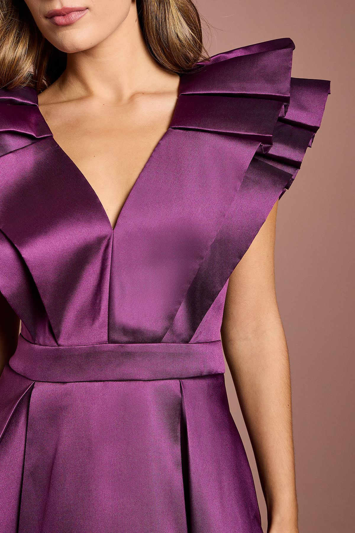 Coast Frill Sleeve V Neck Midi Dress Purple image 5