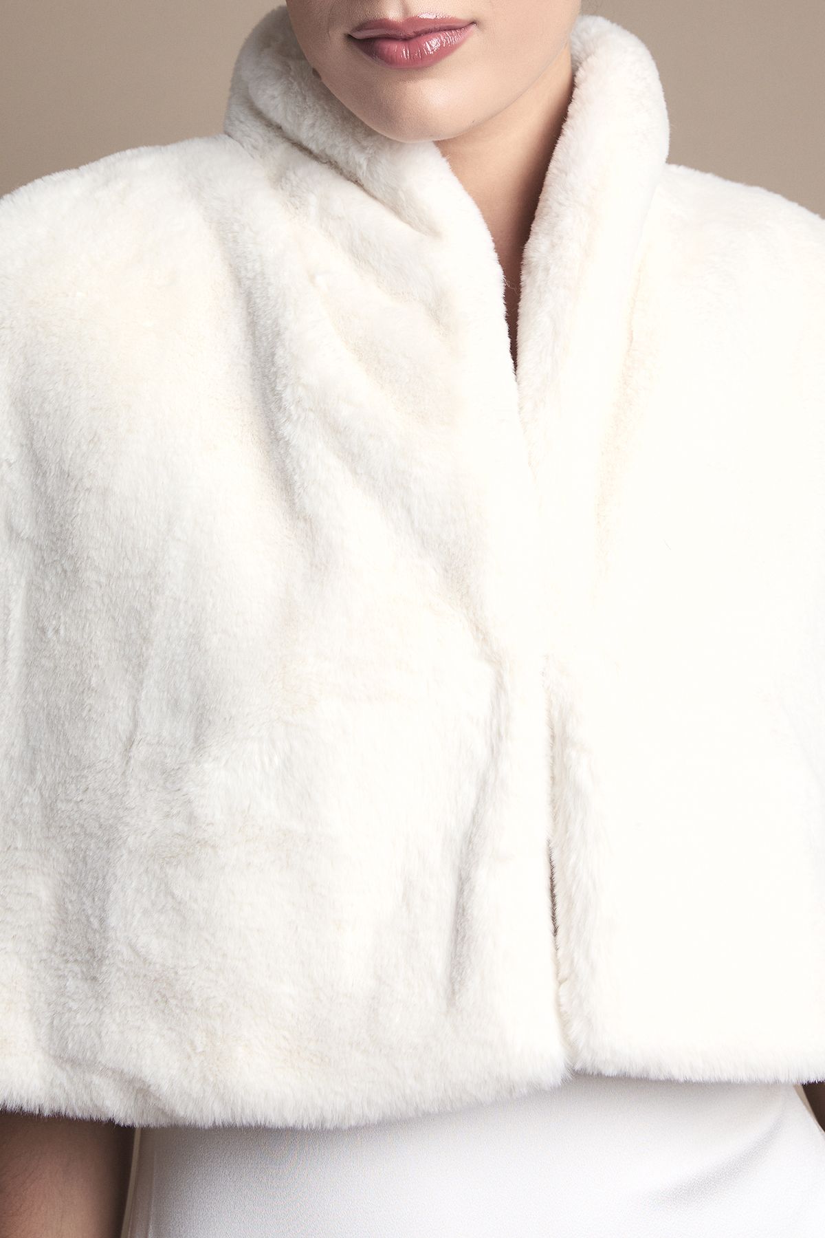 Coast Ivory Faux Fur Short Cape Ivory image 5