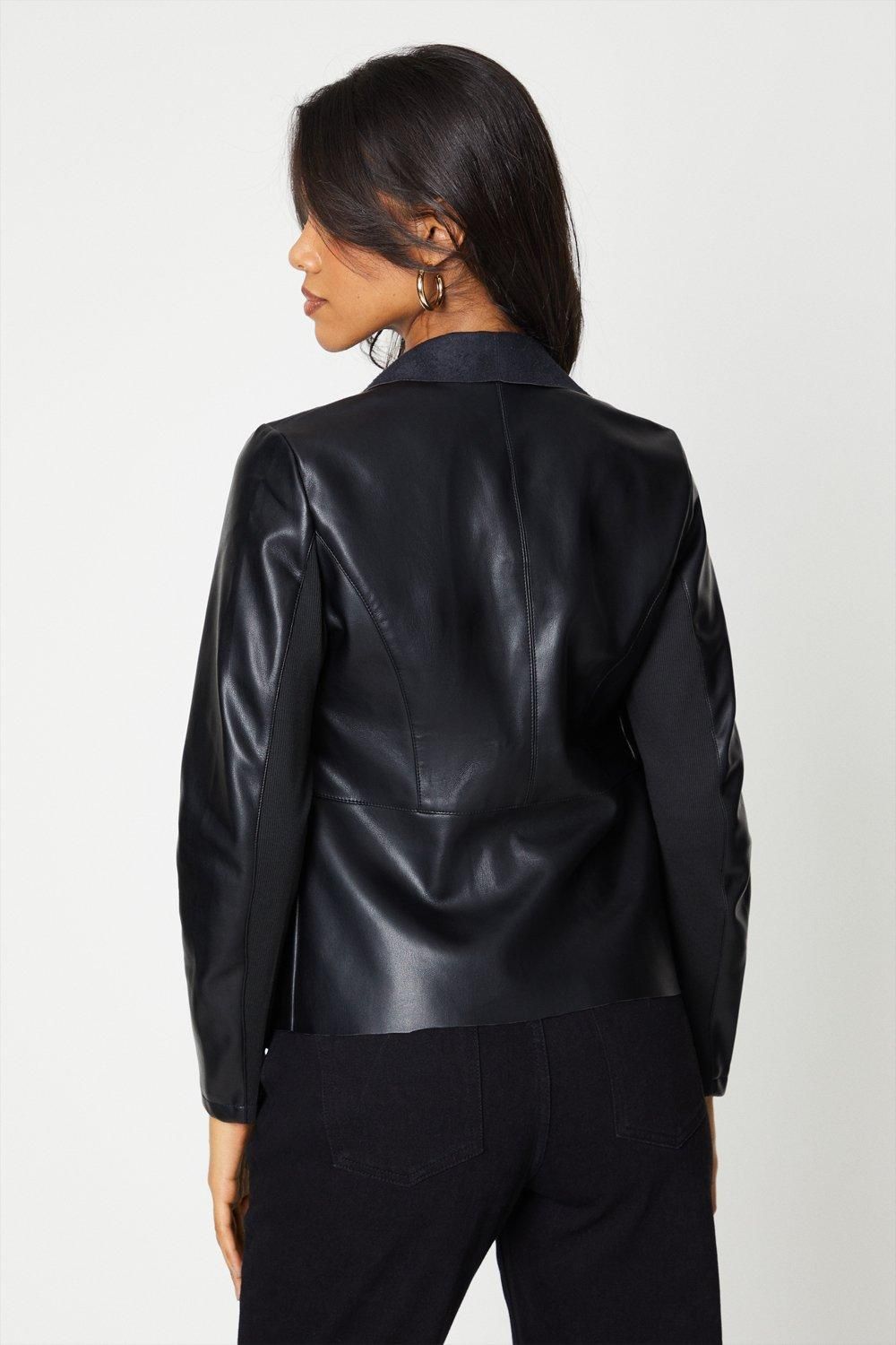 Dorothy Perkins Faux Leather Waterfall Jacket Black image 3