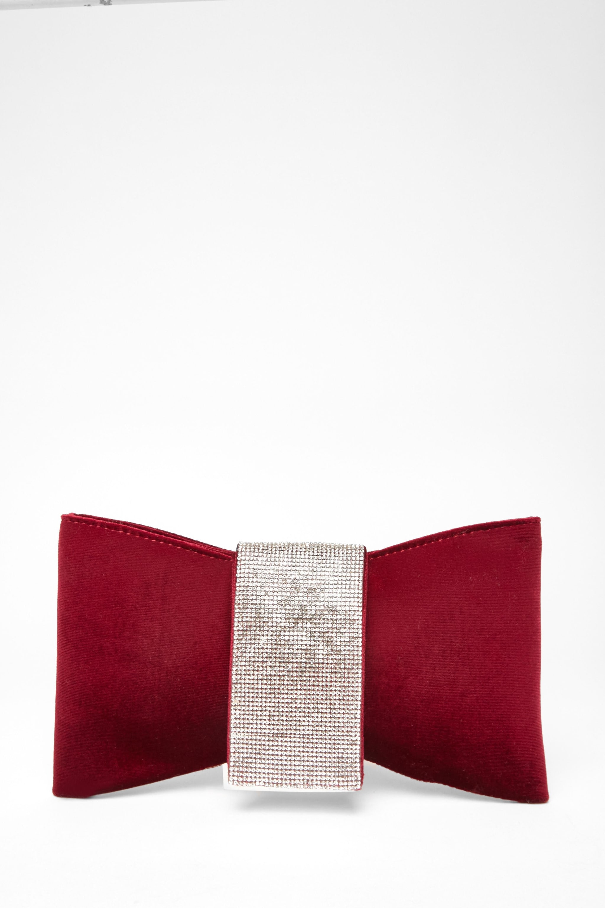 Quiz Burgundy Diamante Bow Clutch Bag image 3