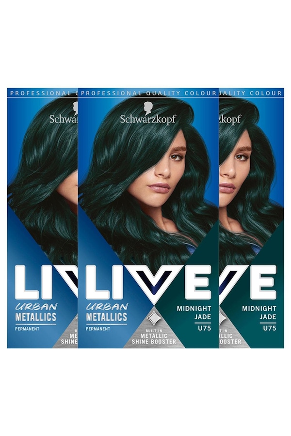 Schwarzkopf Live Urban Metallics 'Hair Dye' U75 Midnight Jade 3x