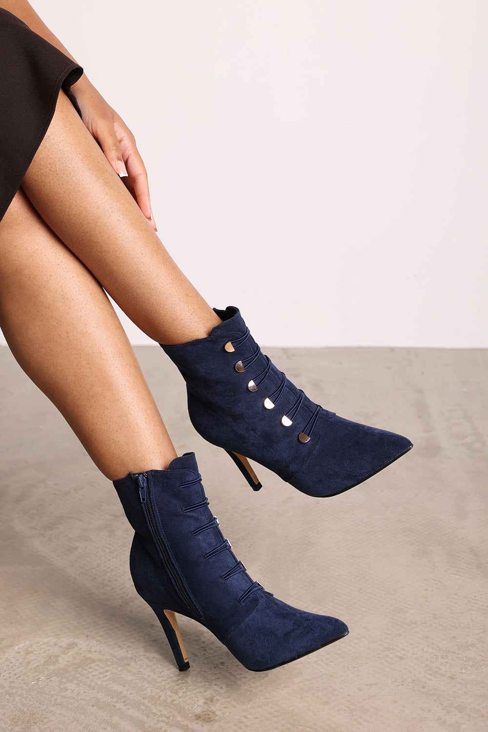 Where's That From 'Jodie' Suede Stiletto Heel Ankle Boots With Gold Detail image 5
