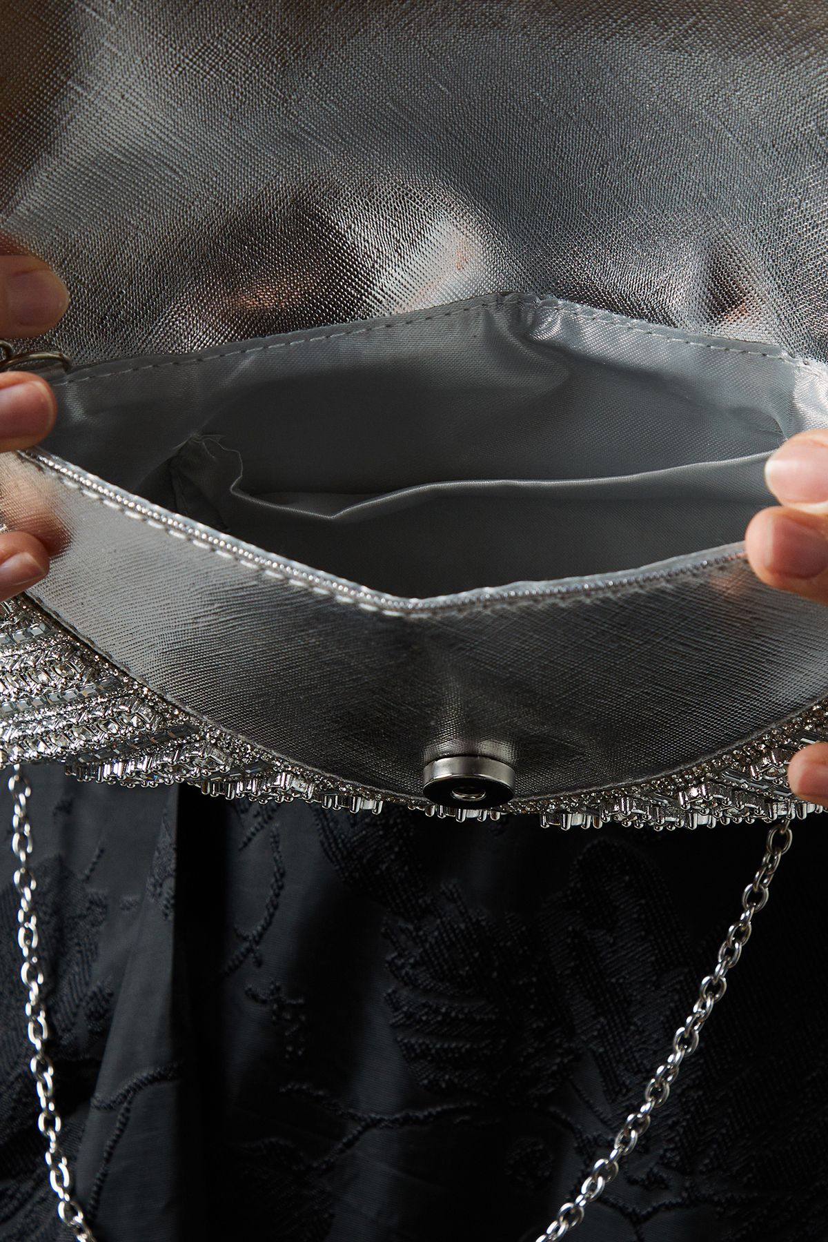 Coast Willow Diamante Envelope Clutch Bag Silver image 3