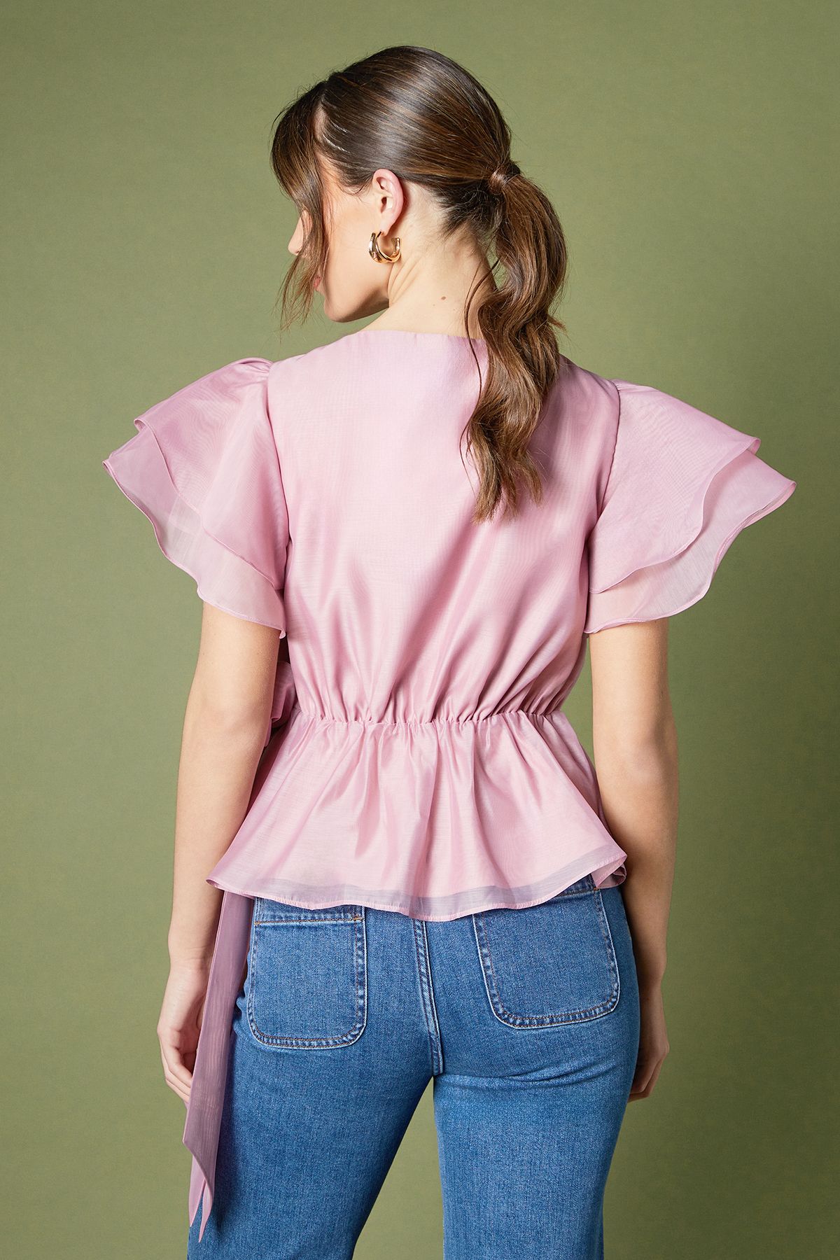 Coast Organza Frill Wrap Top Pink image 4