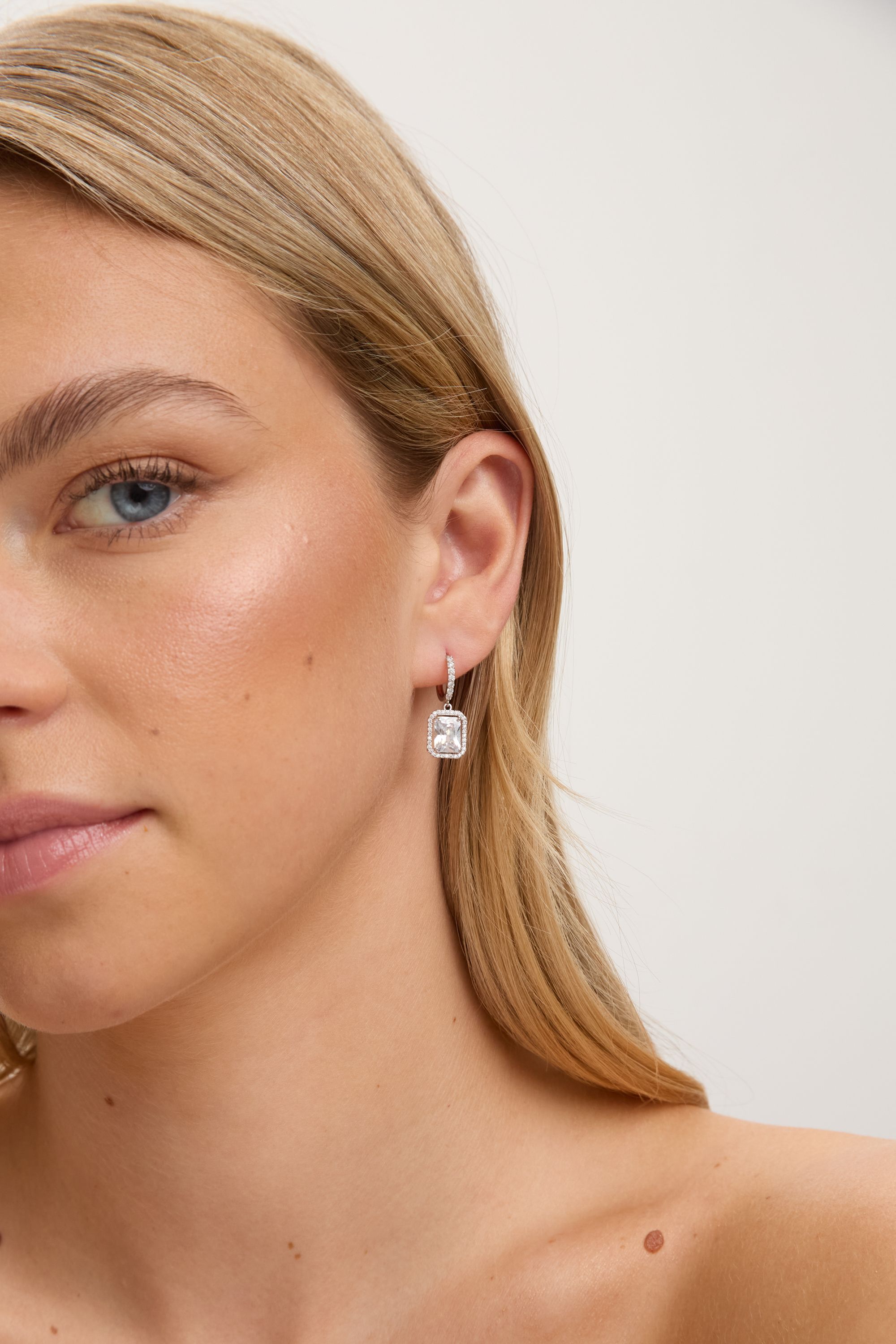 Jon Richard Silver Plated Cubic Zirconia Charm Huggie Hoop Earrings image 2