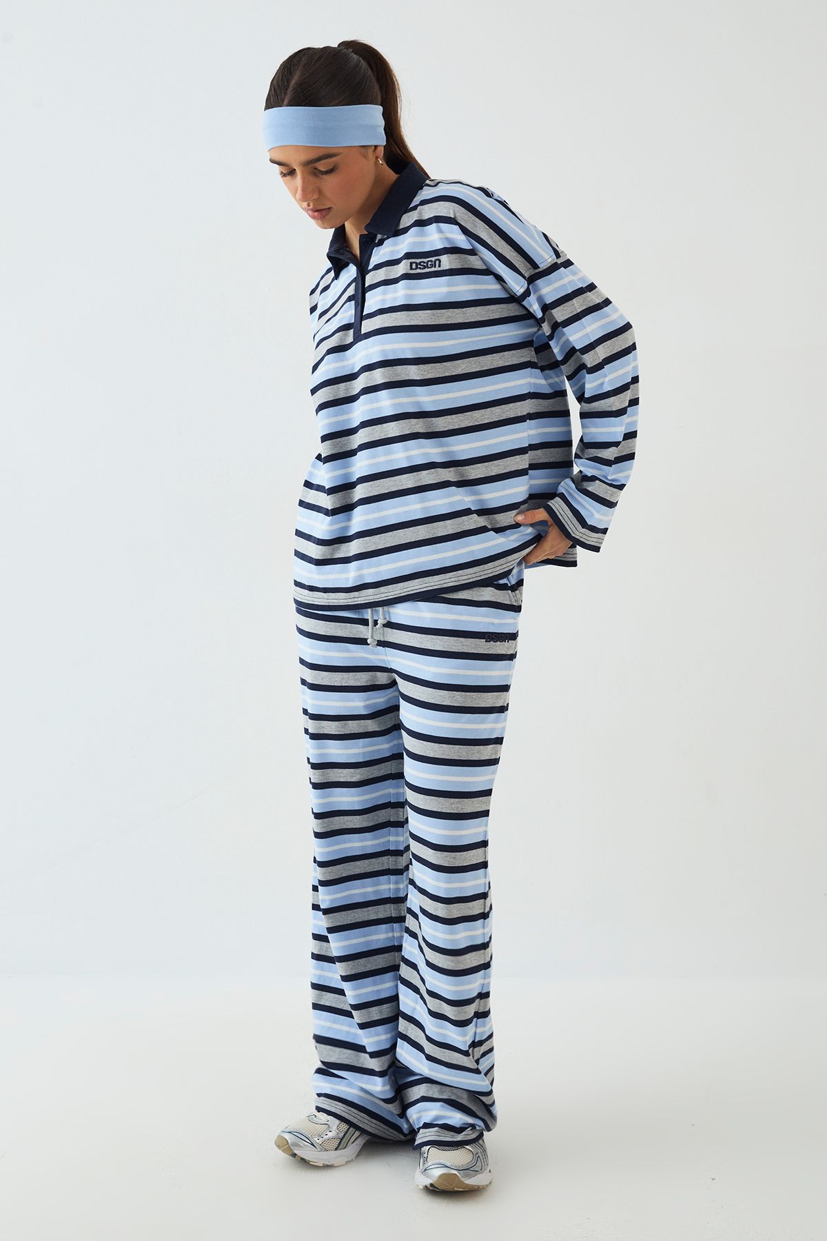 DSGN Studio DSGN Studio Stripe Wide Leg Trouser Indigo image 1