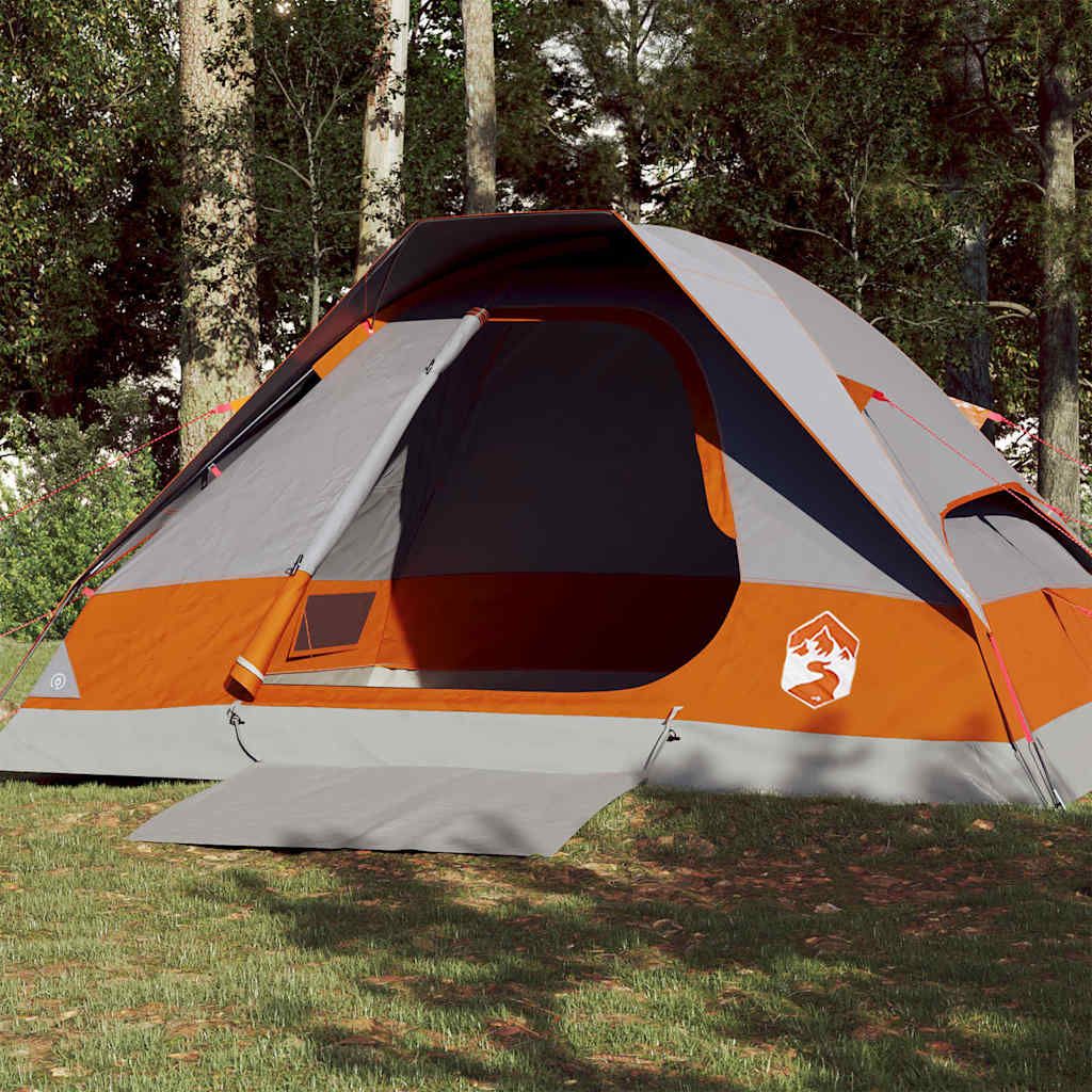 Berkfield Home Camping Tent Dome 4-Person Grey and Orange Waterproof image 2