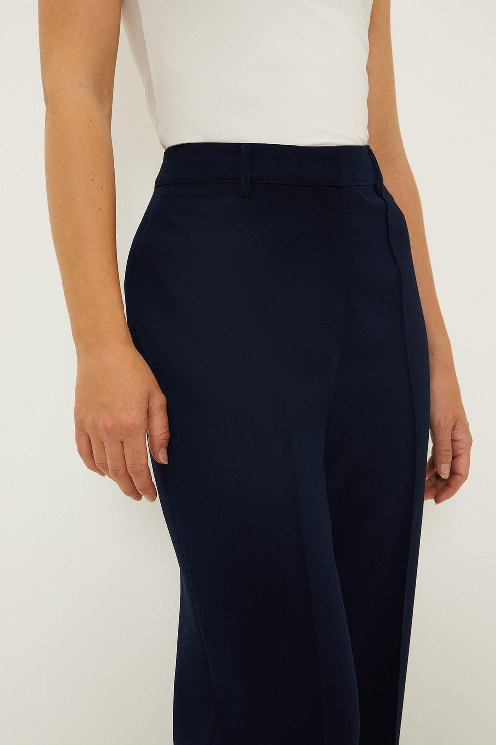 Oasis Pin Stitch Crepe Straight Leg Tailored Trousers Navy image 2