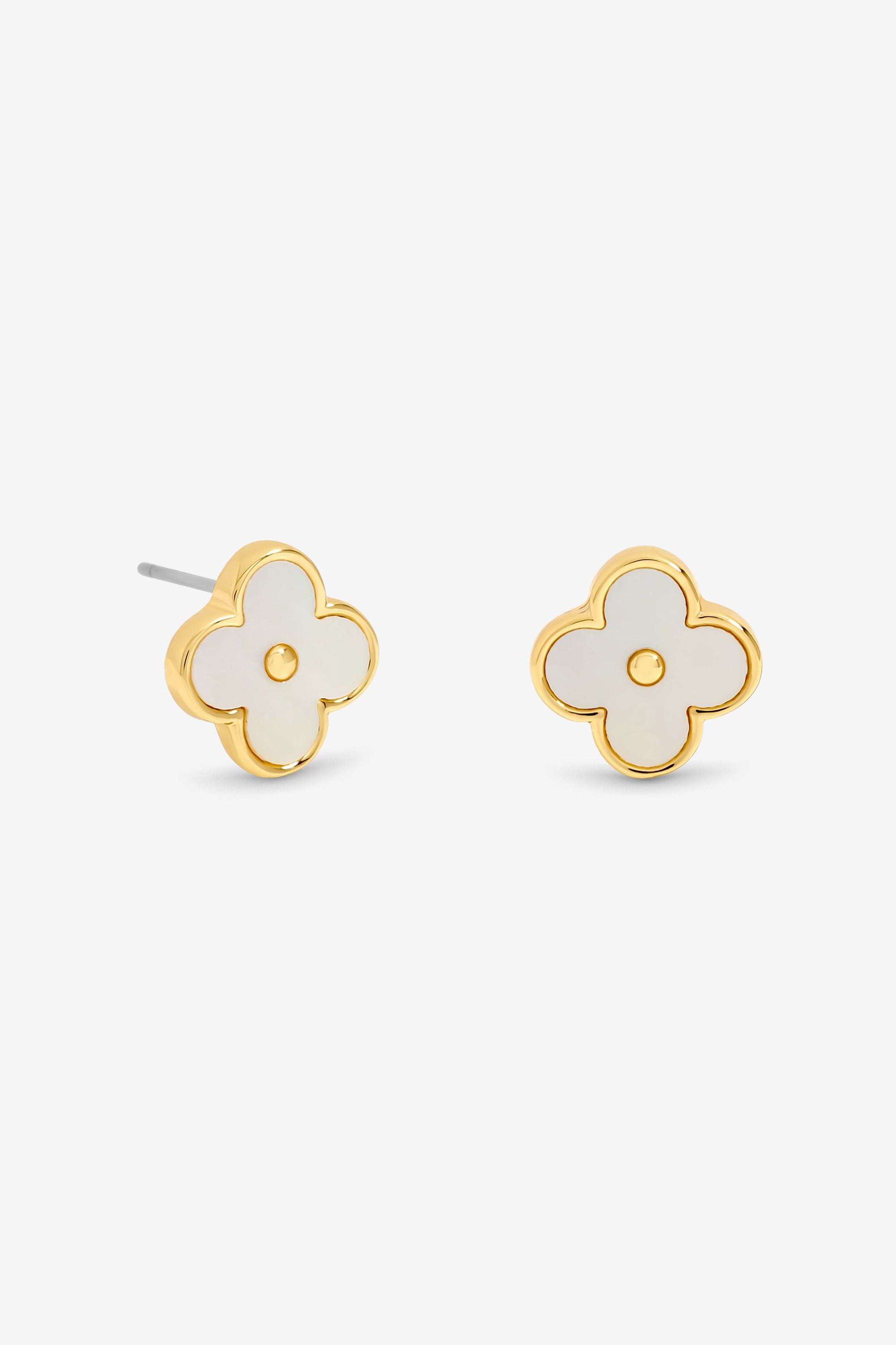 Jon Richard 18K Gold Plated and Mother of Pearl Clover Earrings - Hanging Heart image 2