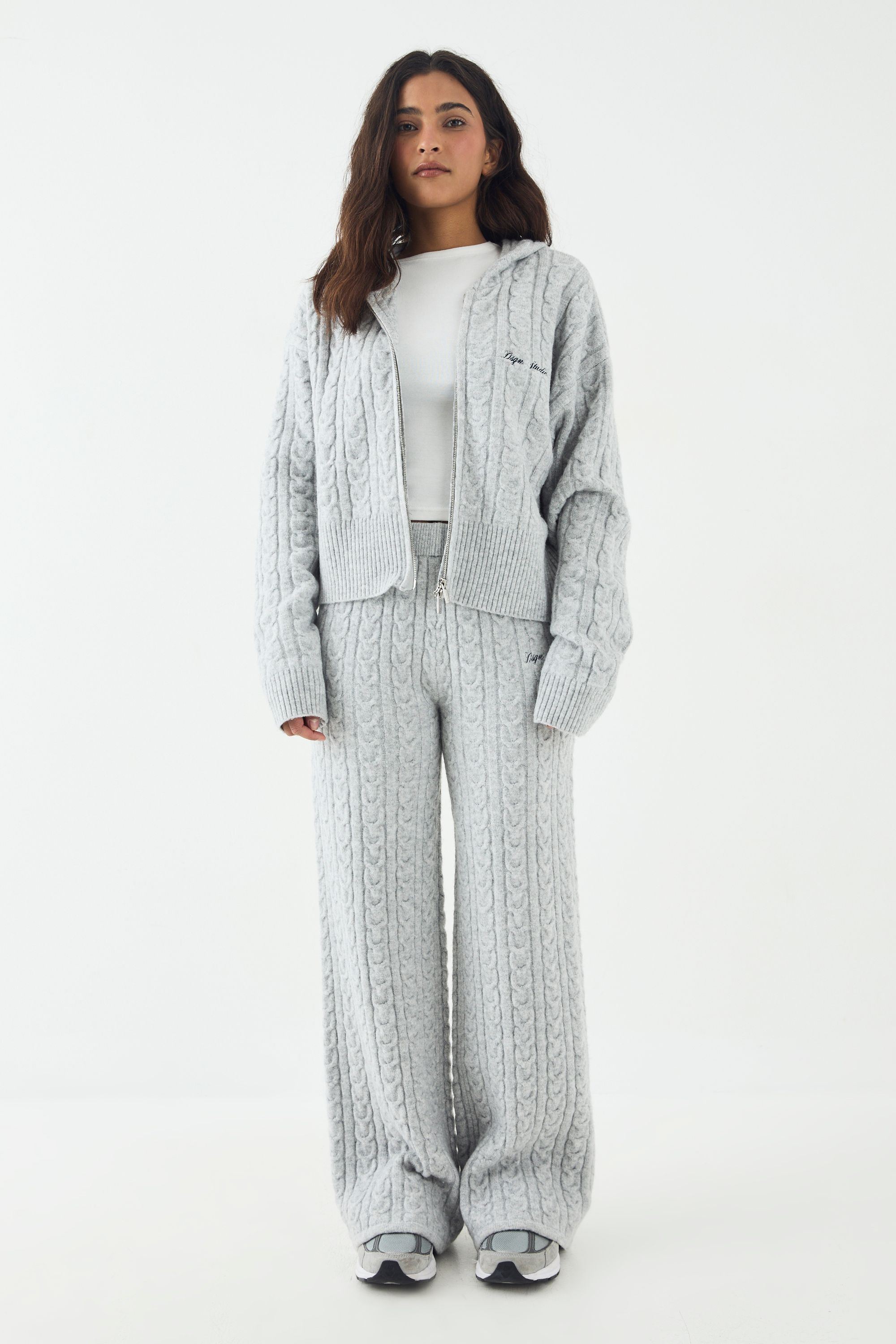 DSGN Studio DSGN Studio Cable Knit Straight Leg Trouser Ash Grey image 5
