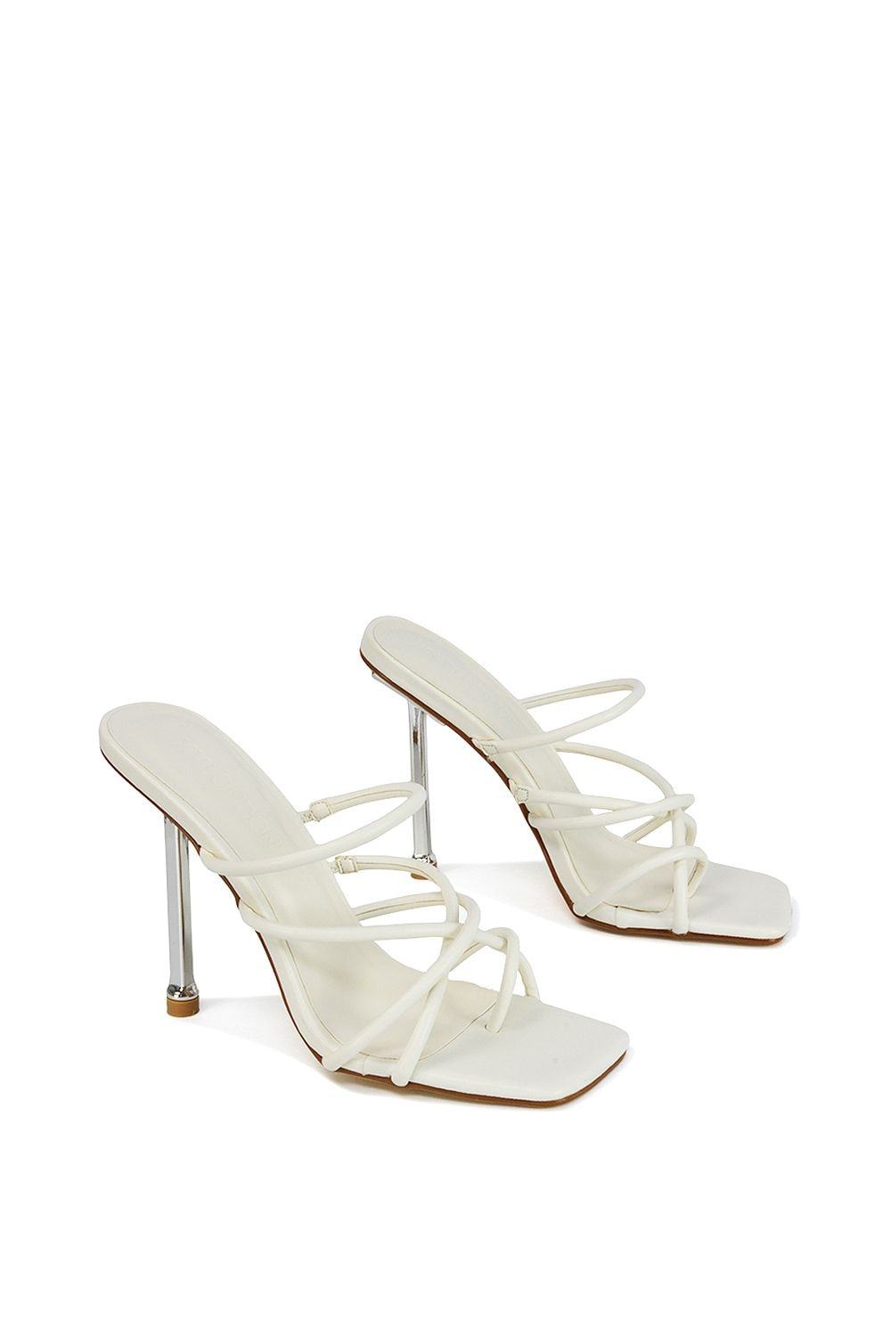 XY London 'Raelynn' Strappy Square Toe Metallic Stiletto High Heels image 4