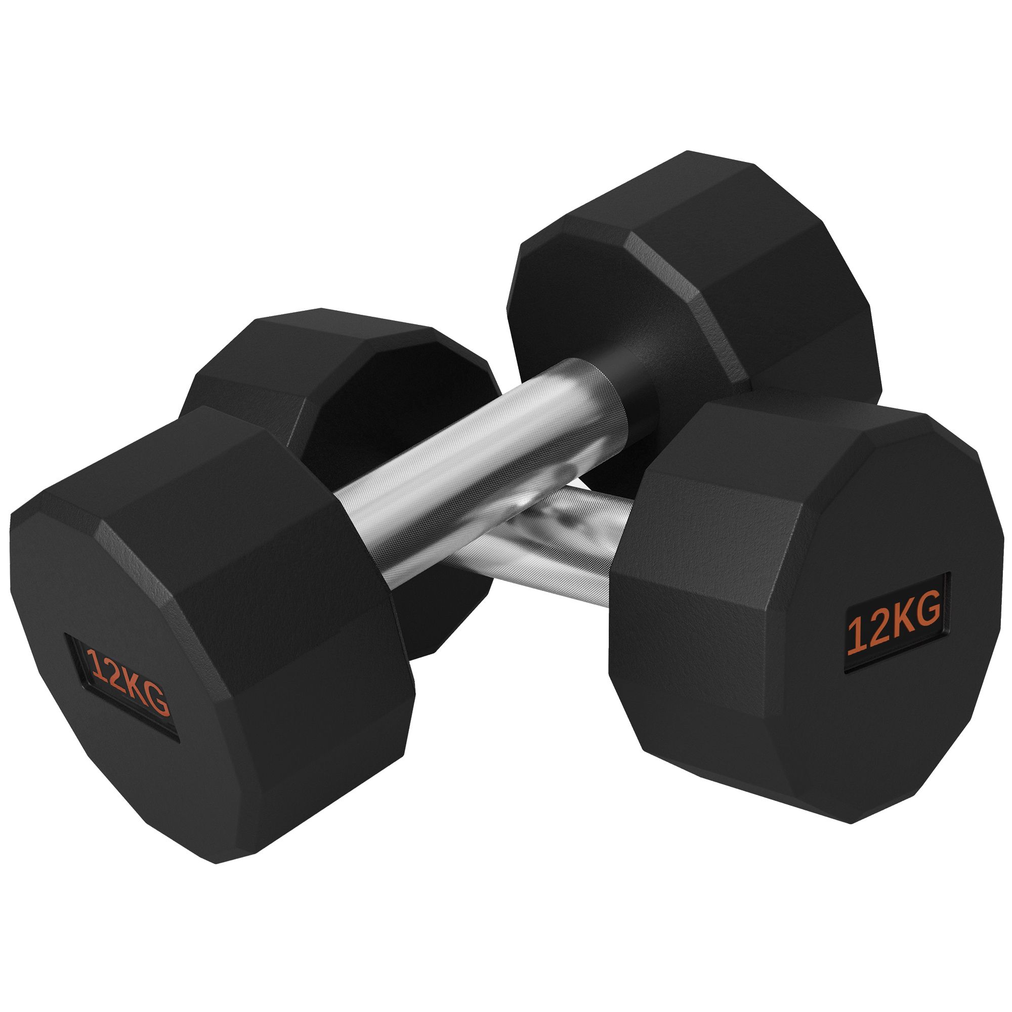 SPORTNOW Dumbbells Weights Set with 12-Sided Shape and Non-Slip Grip, 2 x 12kg image 2