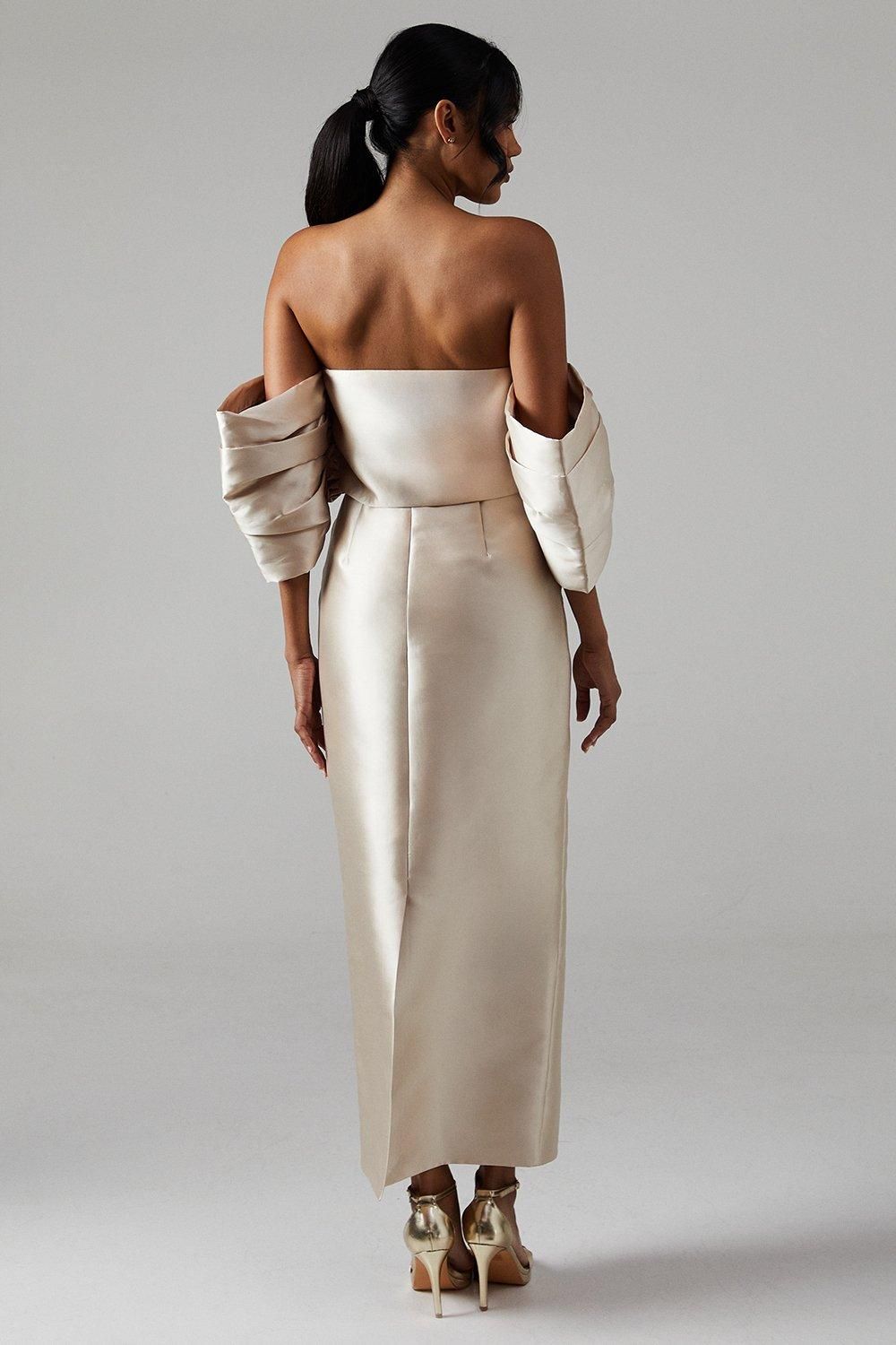 Coast Detachable Shrug Twill Bridesmaid Dress Champagne image 3