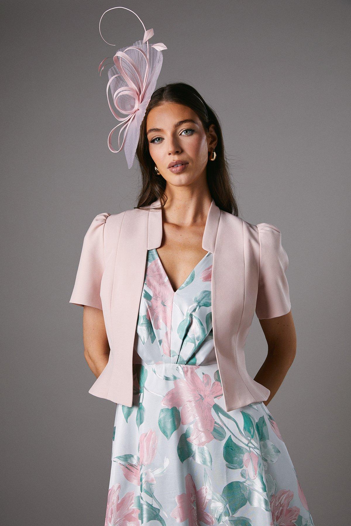 Coast Peplum Short Sleeve Crop Jacket Nude image 2