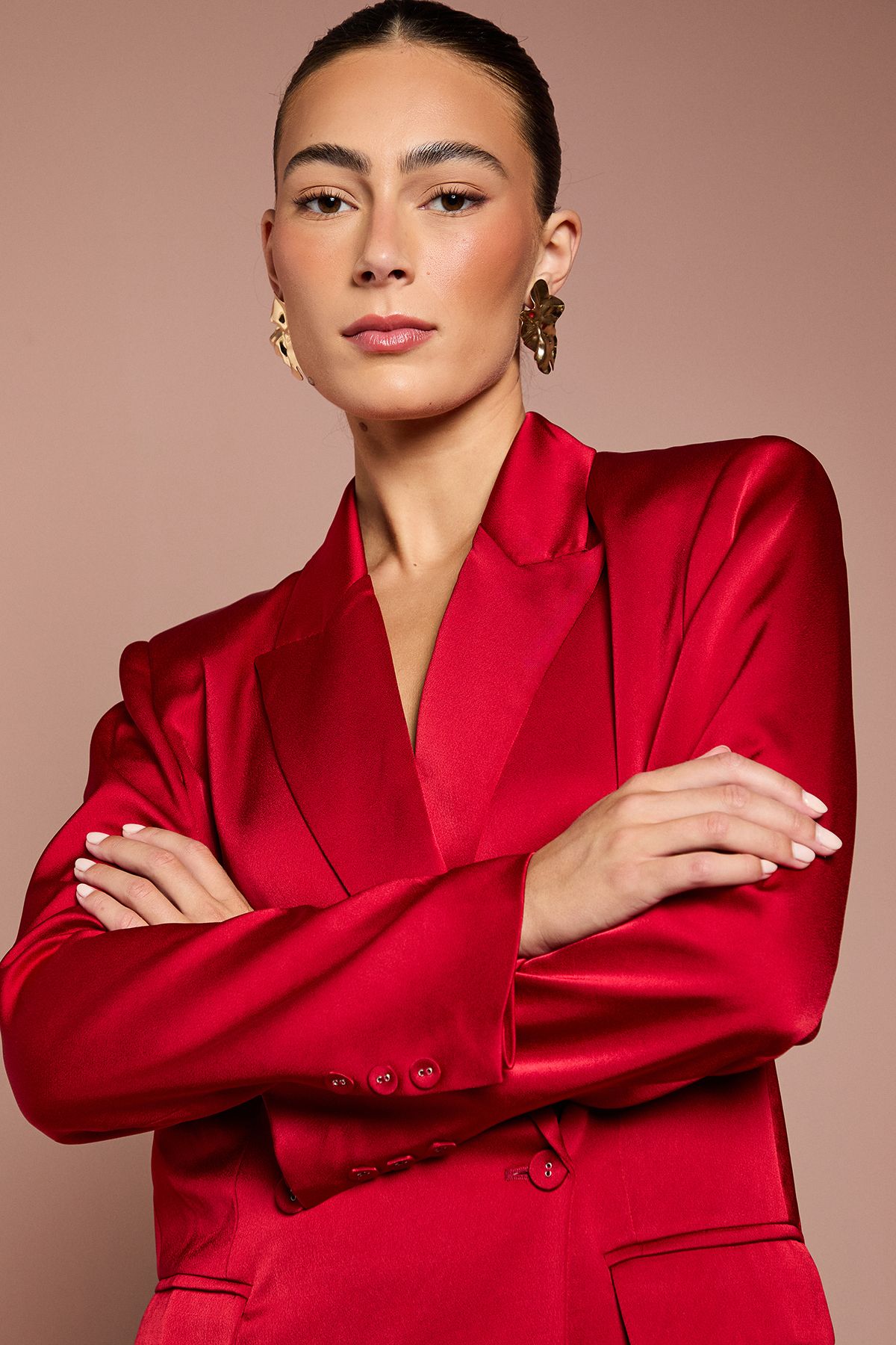 Coast Satin Double Breasted Blazer Burgundy image 4