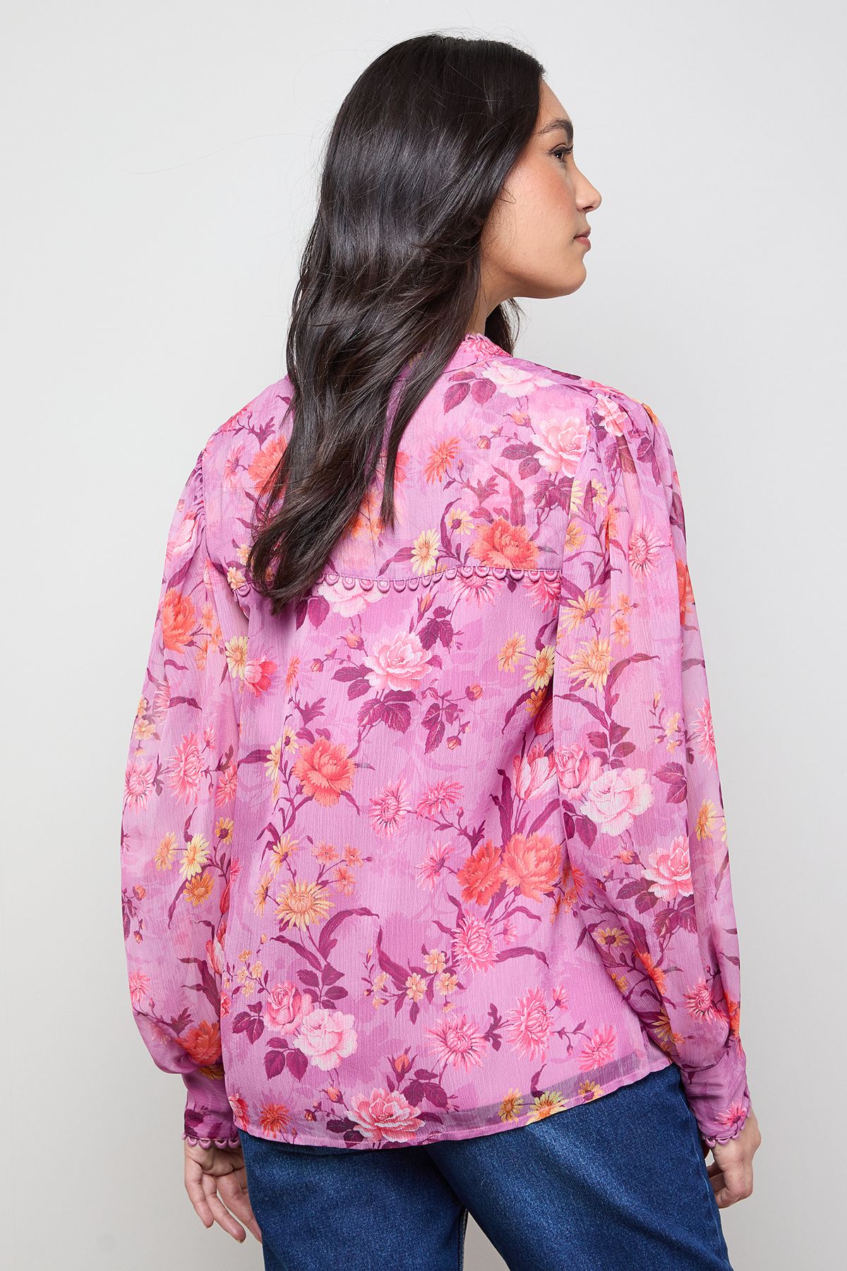 Oasis Printed Chiffon Button Through Blouse Multi image 4