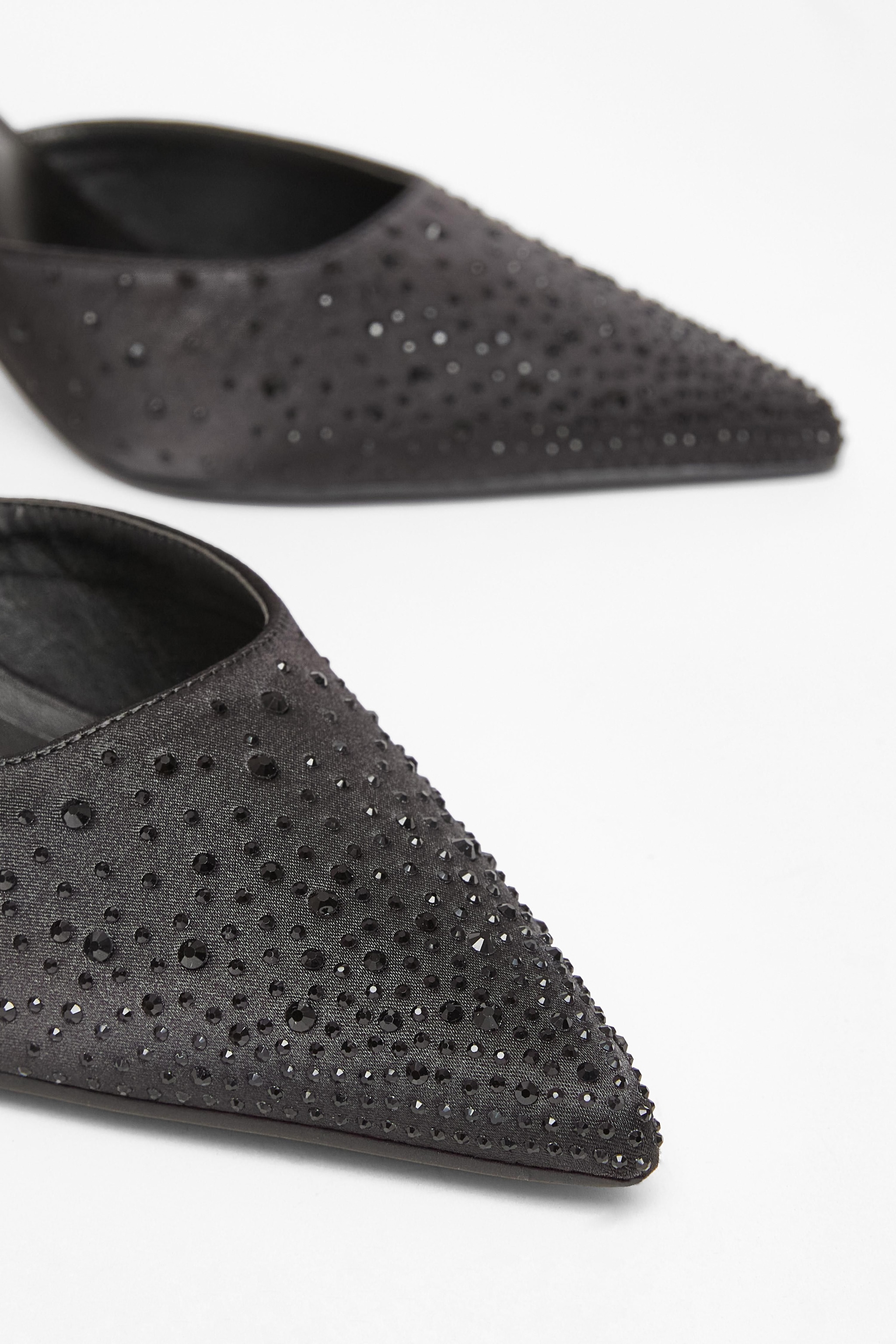 Quiz Black Wide Fit Scattered Diamante Heels image 4