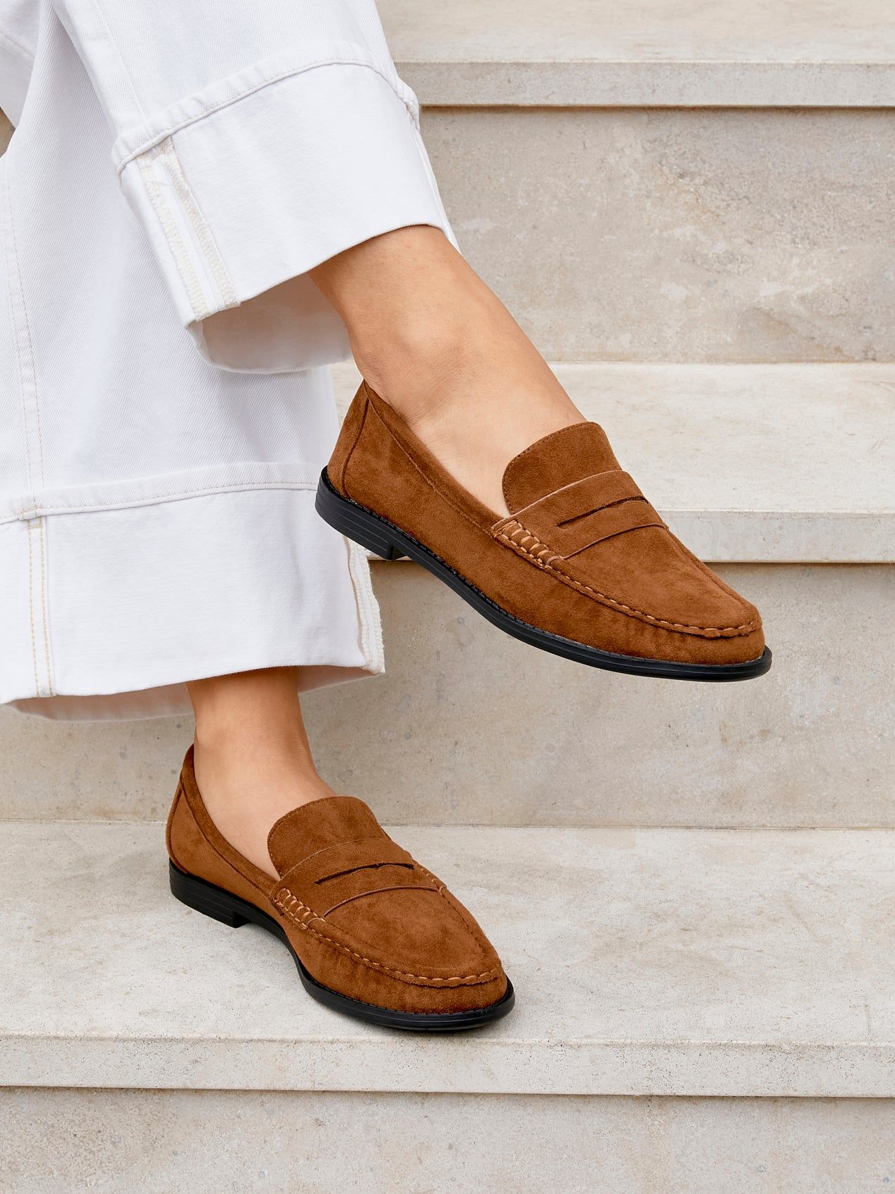 Linzi Precise Tan Faux Suede Classic Loafer image 6