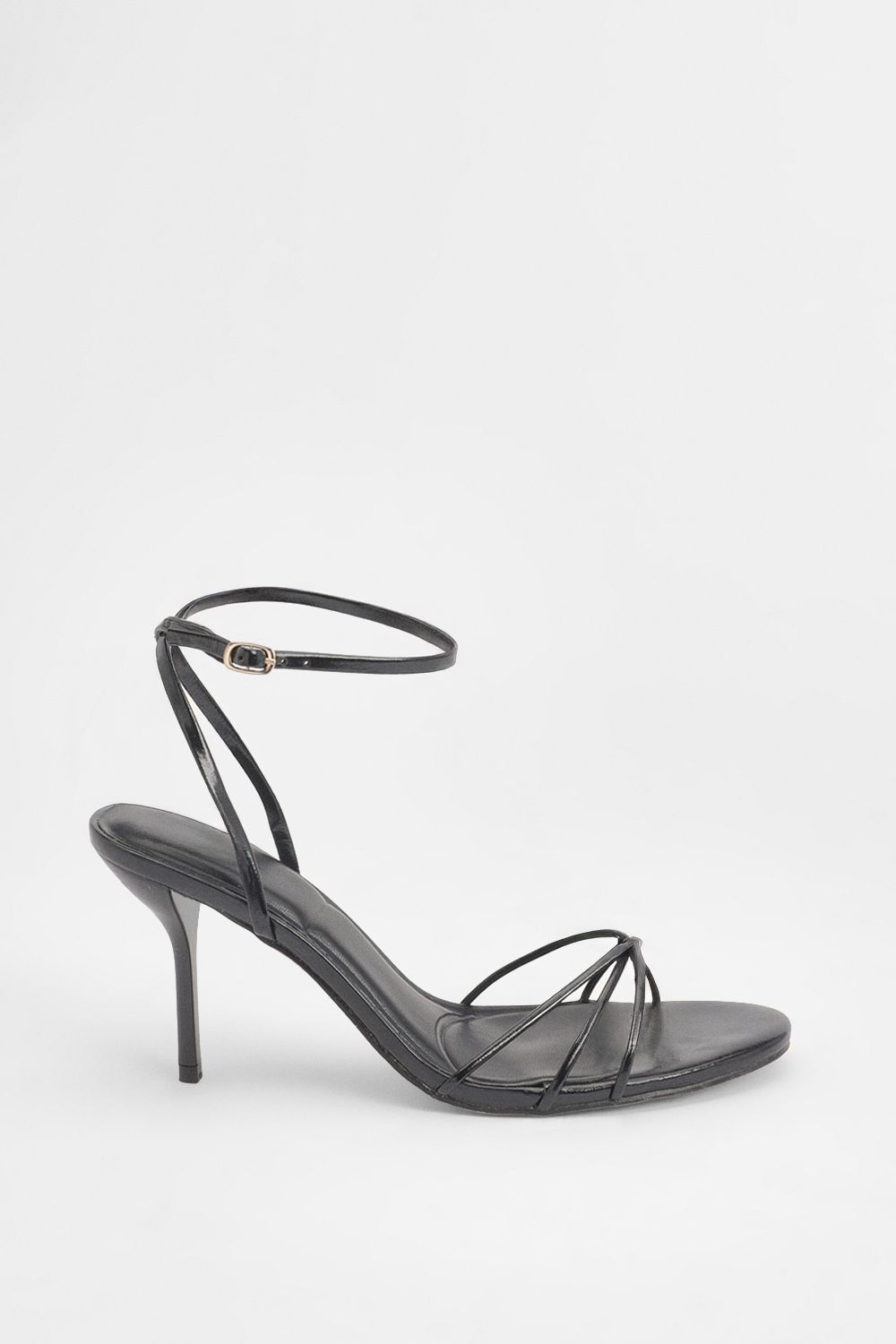 MissPap Faux Leather Strappy High Stiletto Heel Sandals Black