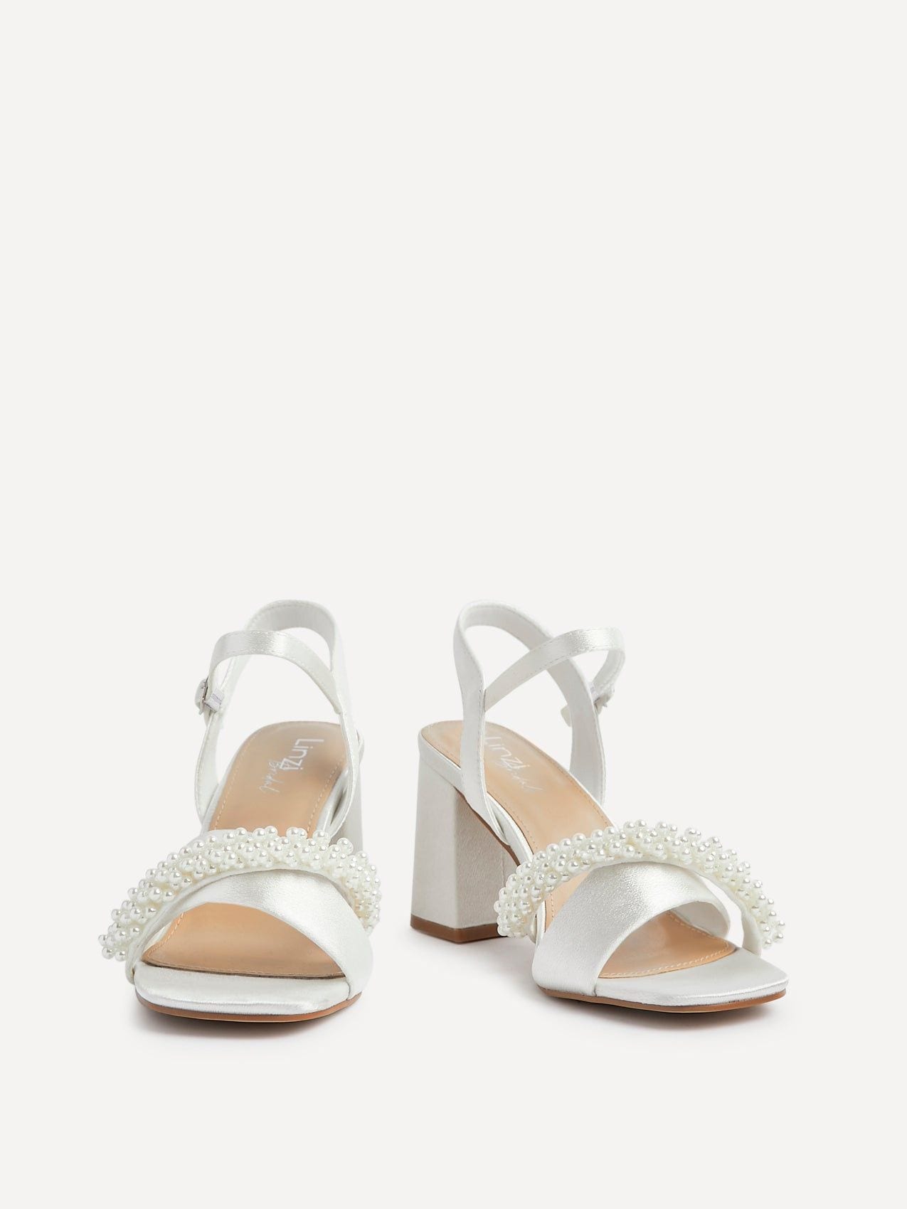 Linzi Iris Ivory Satin Block Heel image 3