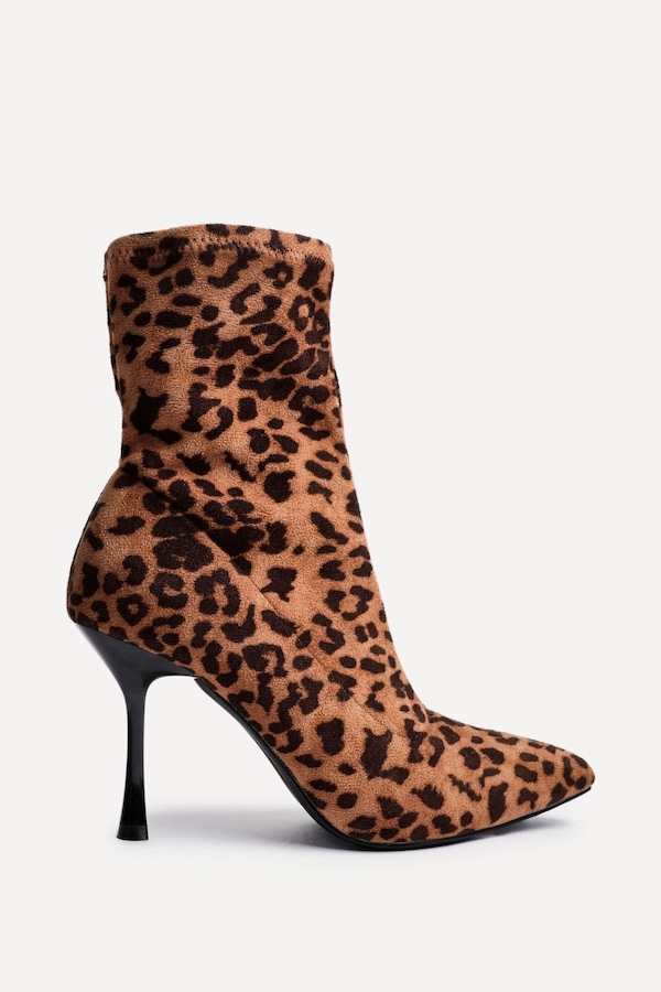 Linzi Pantha Leopard Print Ankle Sock Boot