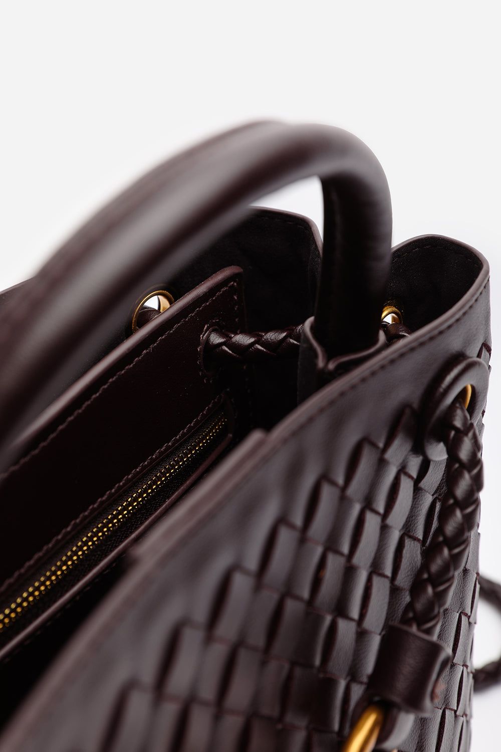 Where's That From 'Luna' Woven Leather Tote Bag With Gold Detail image 6