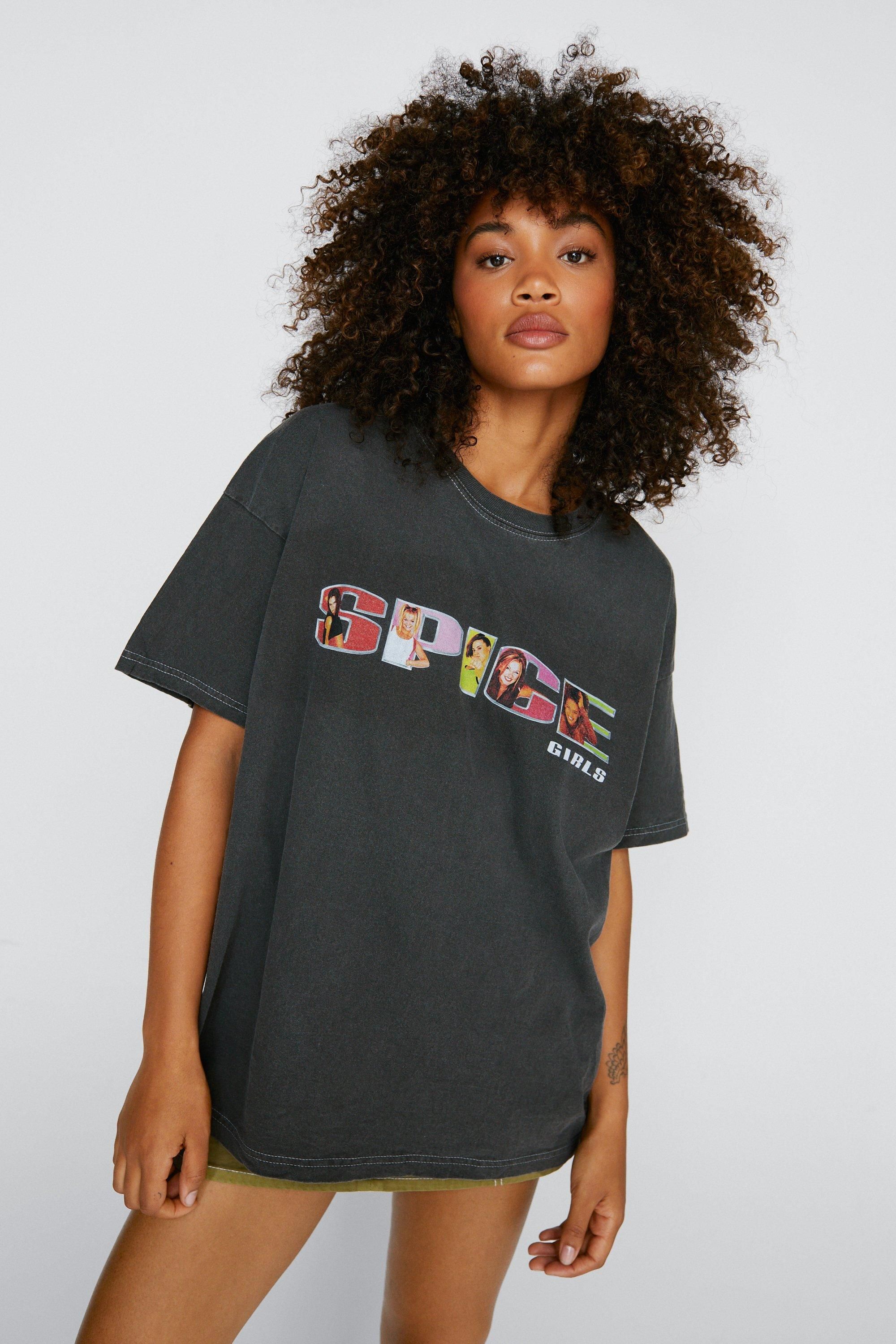 NastyGal Spice Girls Oversized Graphic T-shirt Charcoal image 3