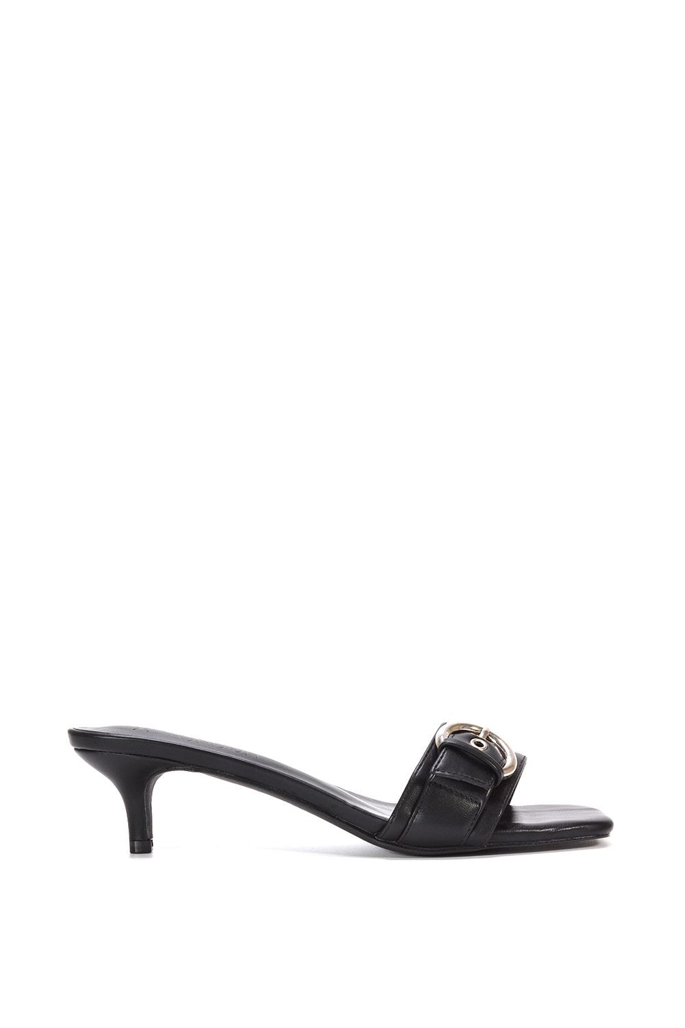 XY London ‘Addison’ Kitten Heel Slip On Mule Sandals With Buckle Detail image 2
